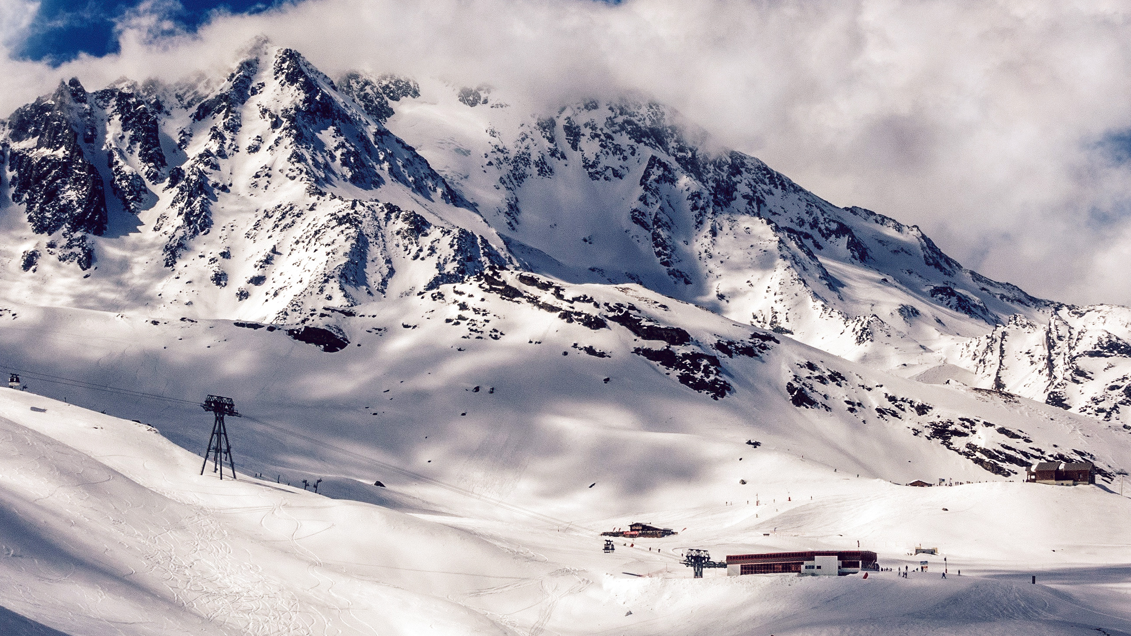 wallpaper for desktop, laptop. snow mountain winter nature blue sky