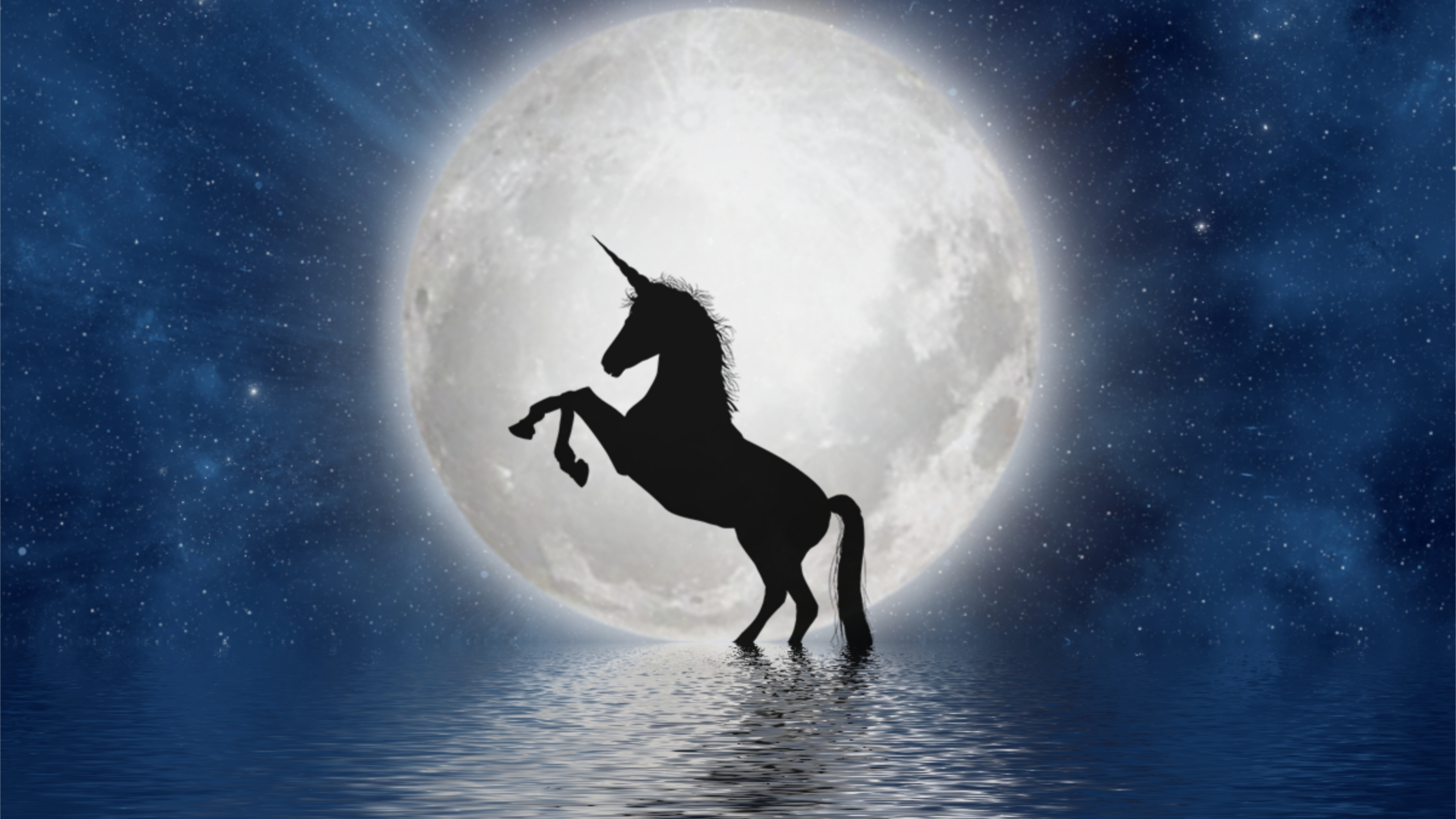 Download wallpaper 3840x2160 unicorn, moon, silhouette, art 4k wallpaper, uhd wallpaper, 16:9 widescreen 3840x2160 HD background, 18186