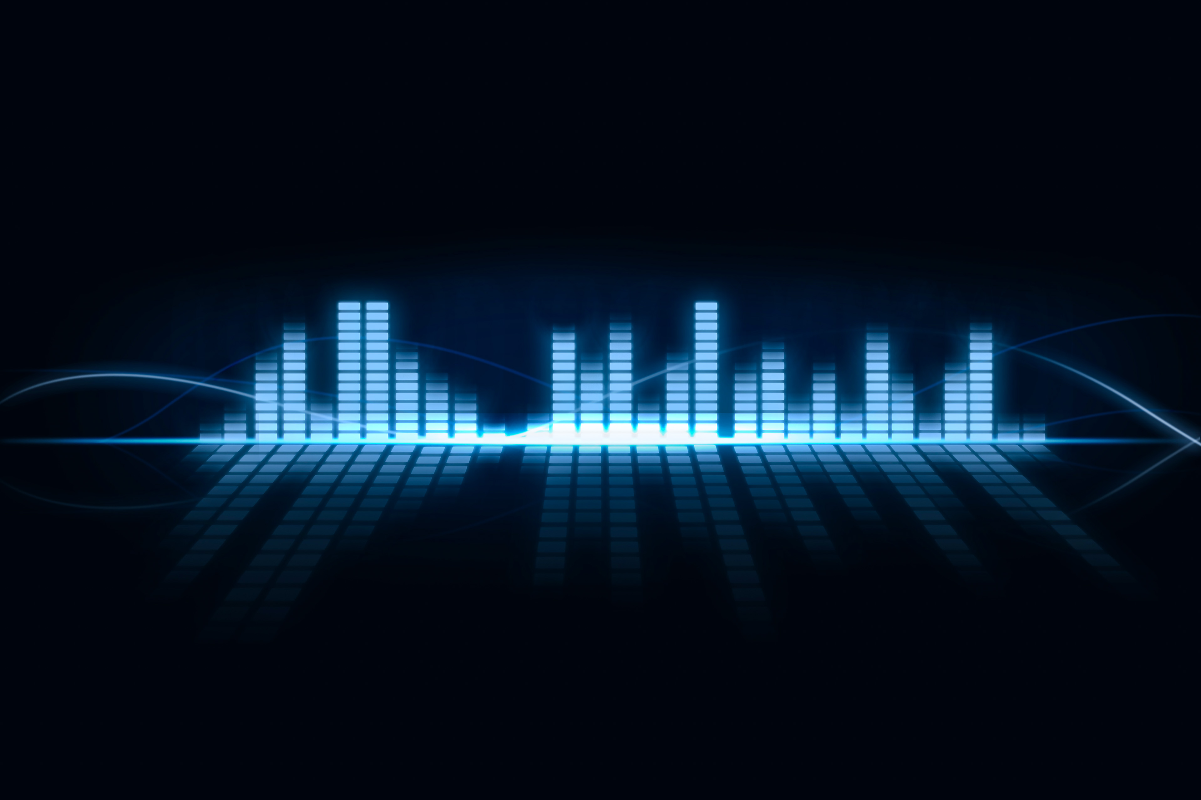 Equaliser Music Bar Blue 4K Wallpaper