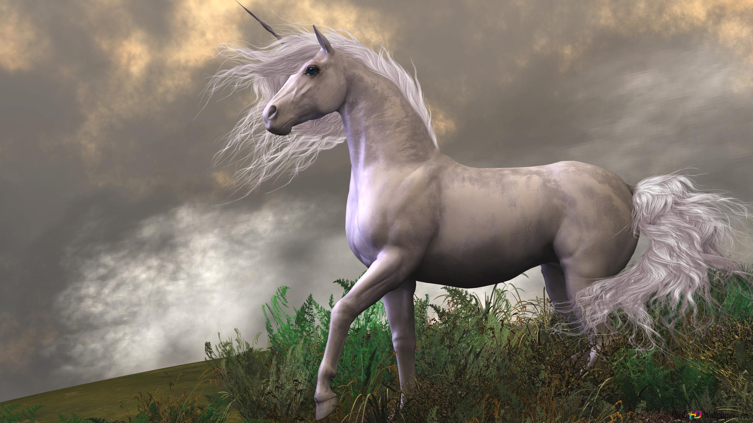 Prancing unicorn 4K wallpaper download