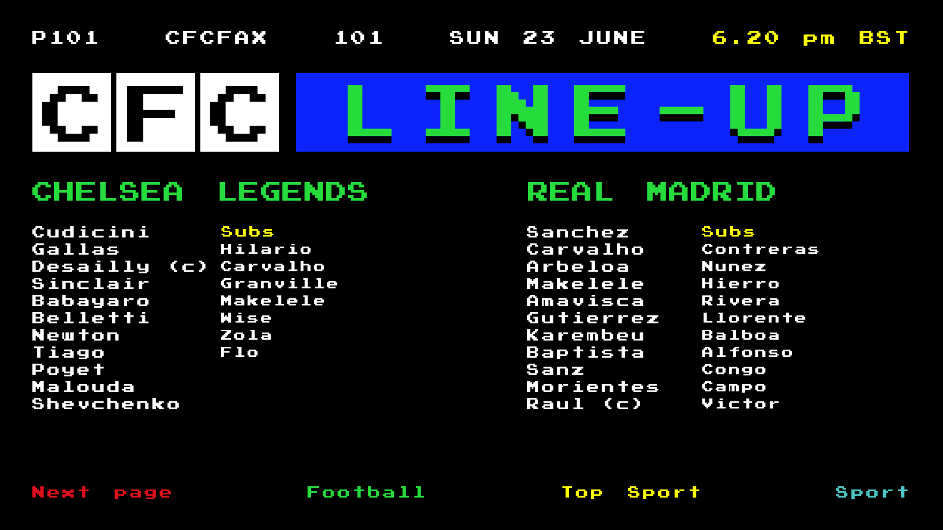 Chelsea FC Off Coming Up In Madrid. ⏱️ Here's How Chelsea Legends Line Up Against Real Madrid Legends, With Rolling Subs, And Several Blues Mixing Teams To Be Expected!