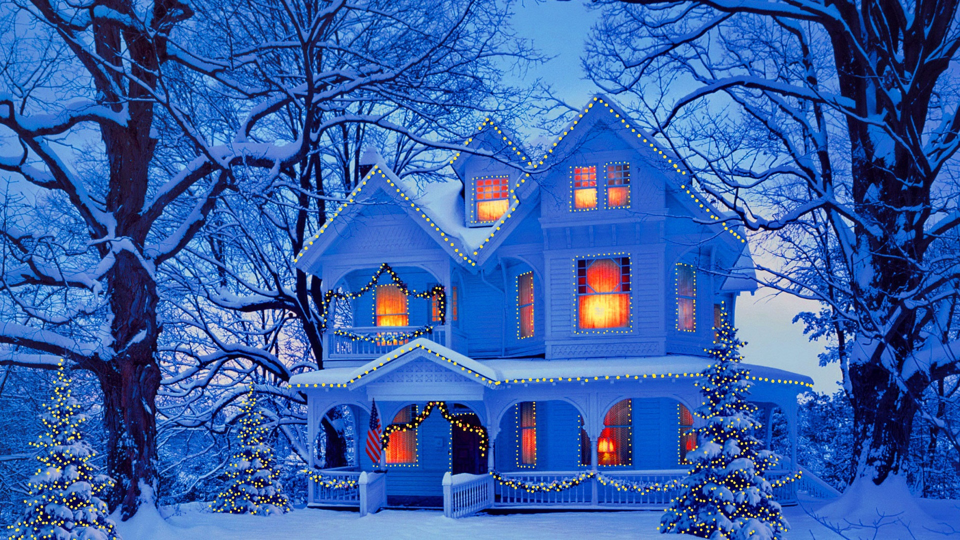 Christmas Holiday Winter Snow House Wallpaper 11588