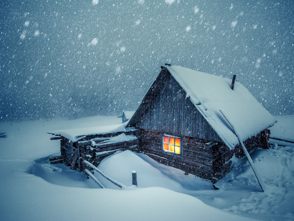 Wallpaper house light, winter, snowfall desktop wallpaper, HD image, picture, background, b0fd69