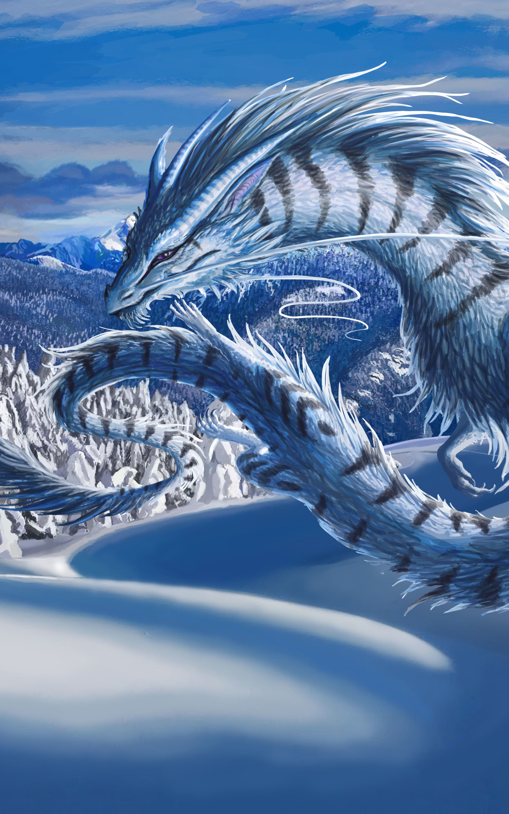 Mobile wallpaper: Winter, Fantasy, Snow, Dragon, 1415020 download the picture for free