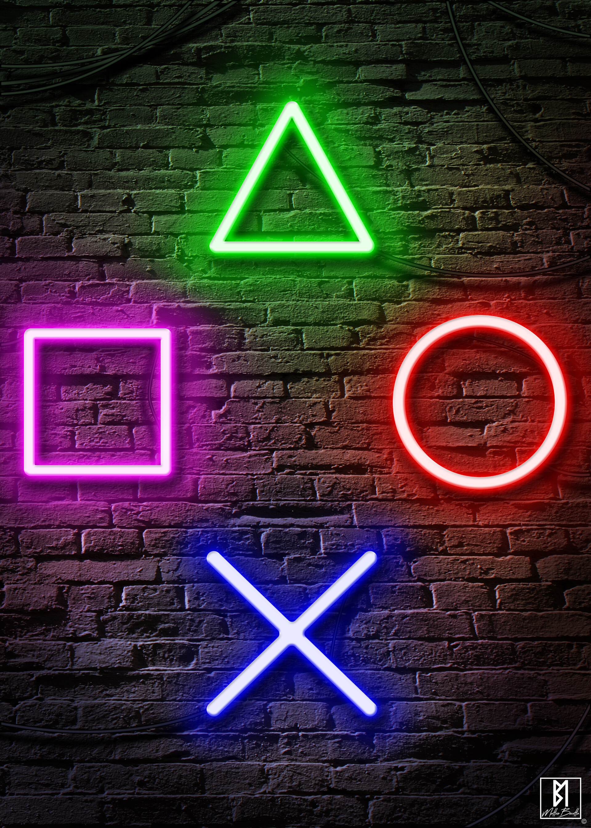 Neon Playstation Buttons