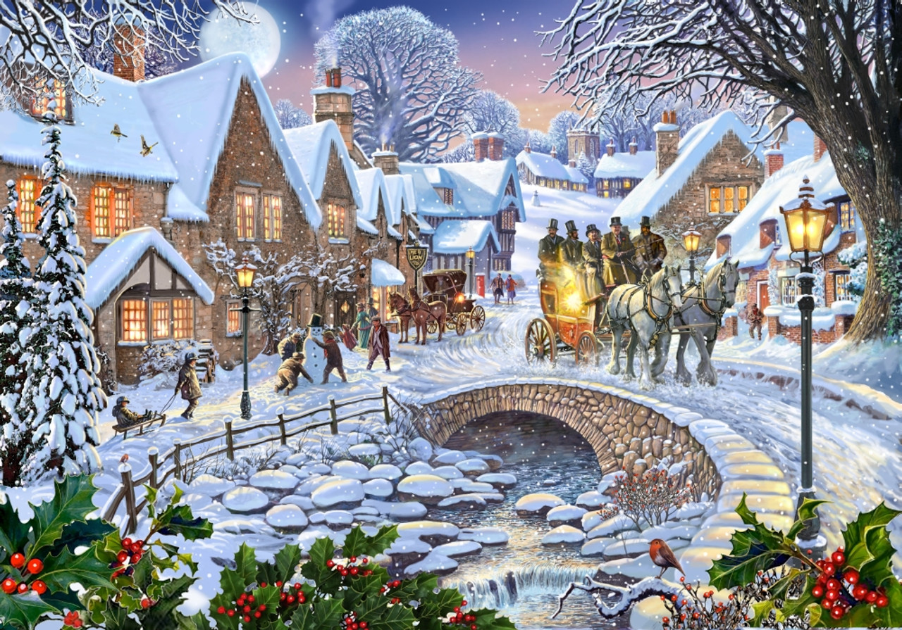 Winter village stream Poster Print by Steve Crisp # VARMGL266481