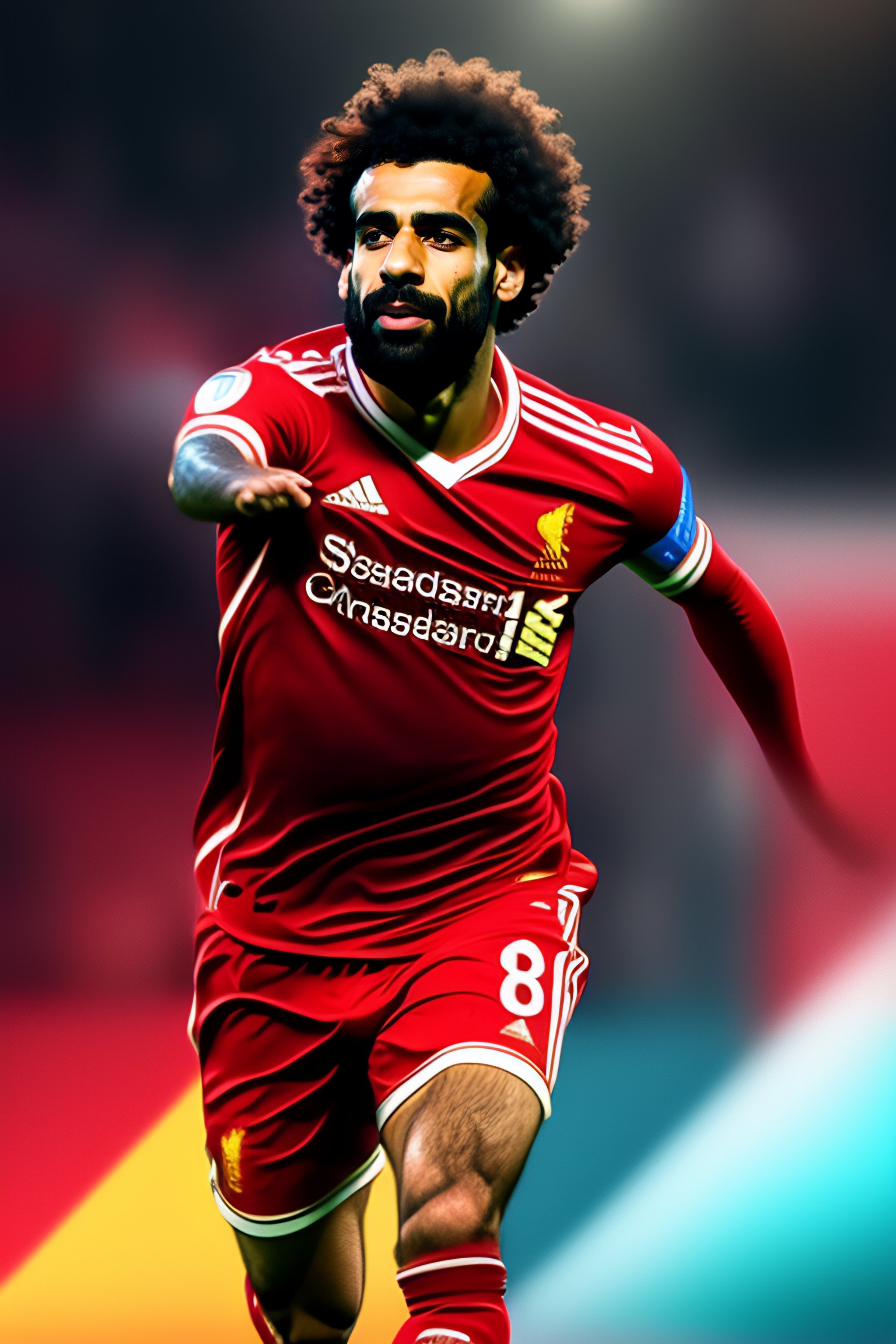 Mo salah, photohop, 4k, dynamic colors, real scene, digital