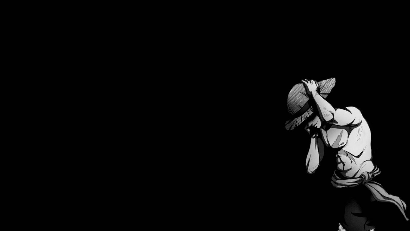 Download Luffy Black And White With Scar Wallpaper