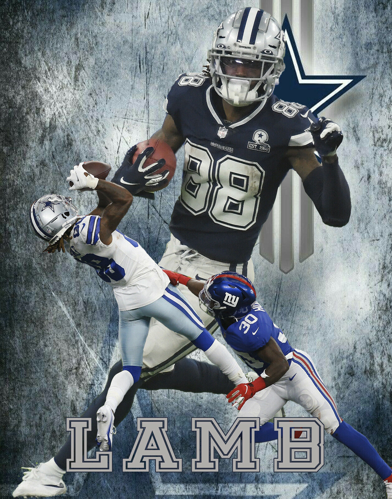 Dallas Cowboys Lithograph print of CeeDee Lamb 2021 11 x 14