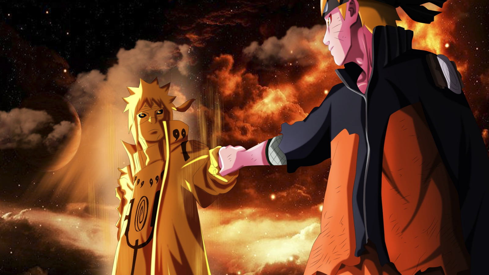 Download wallpaper Naruto, Naruto, Minato, Namikaze, Naruto Uzumaki, section shonen in resolution 1600x900