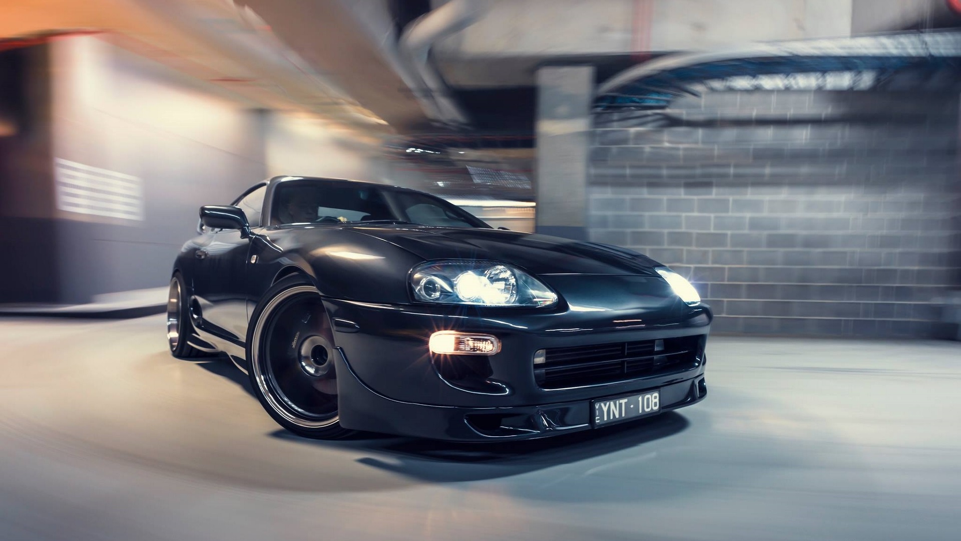 Wallpaper, Toyota Supra MK Toyota Supra, Japanese cars, JDM, sports car, motion blur, vehicle, black cars 1920x1080