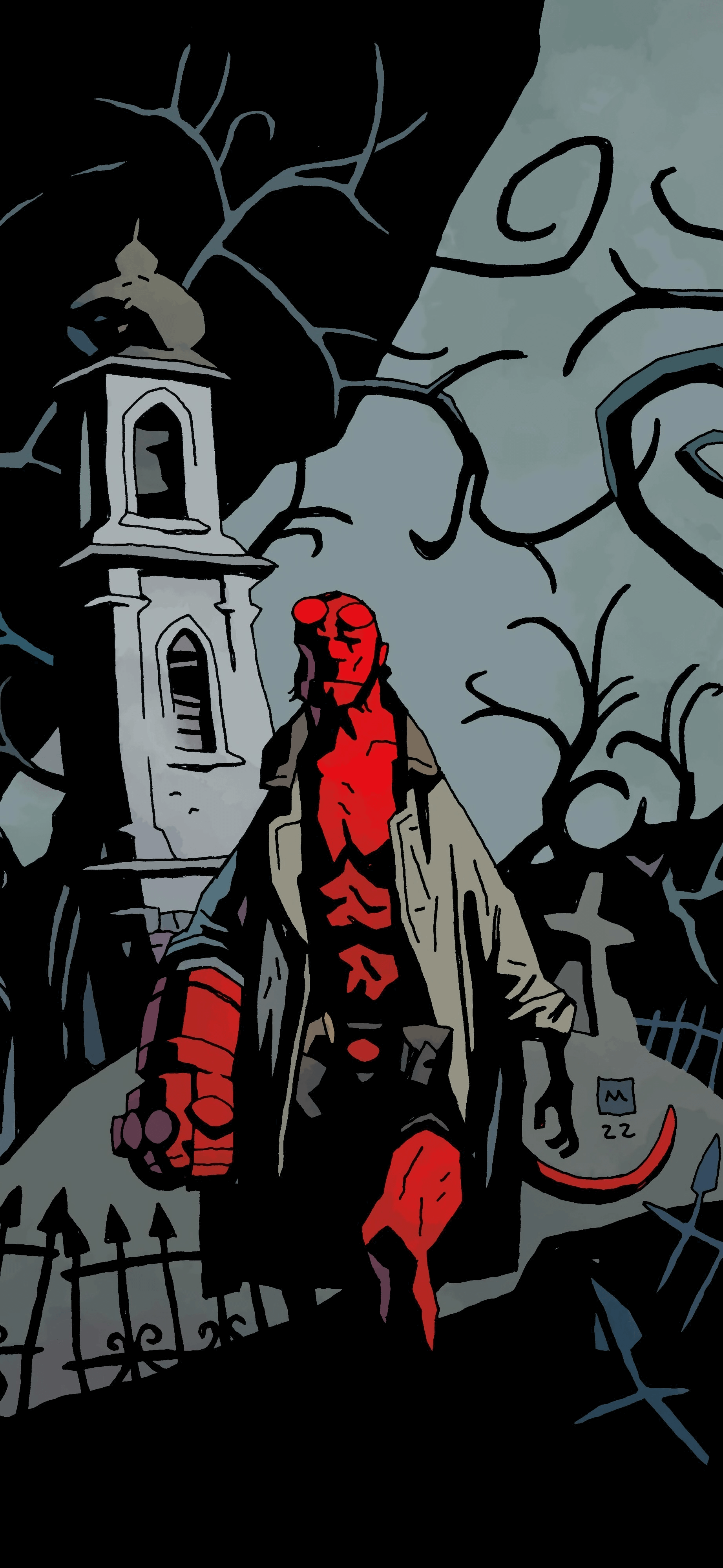 Hellboy Web of Wyrd wallpaper (by Mike Mignola) [1842x3992]