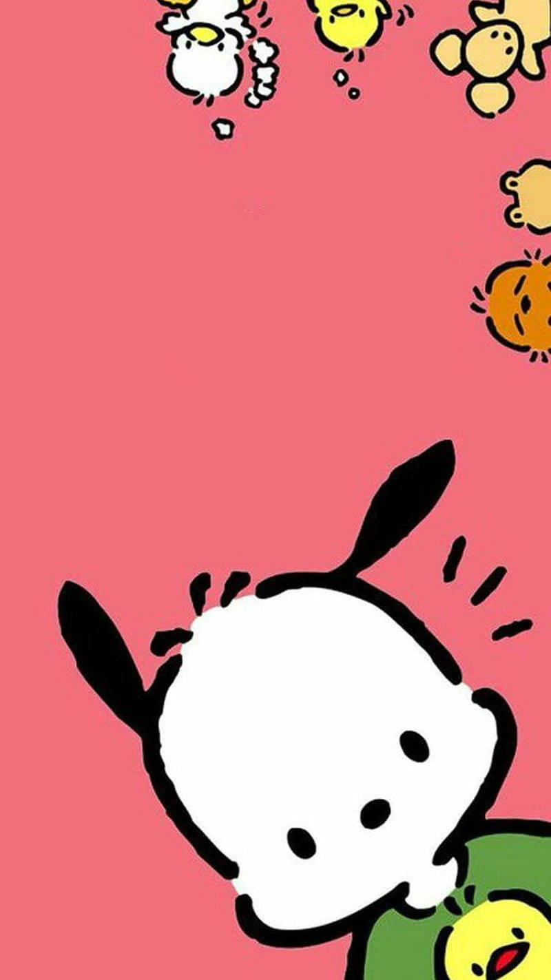Download Cute Pochacco Pink Poster Wallpaper