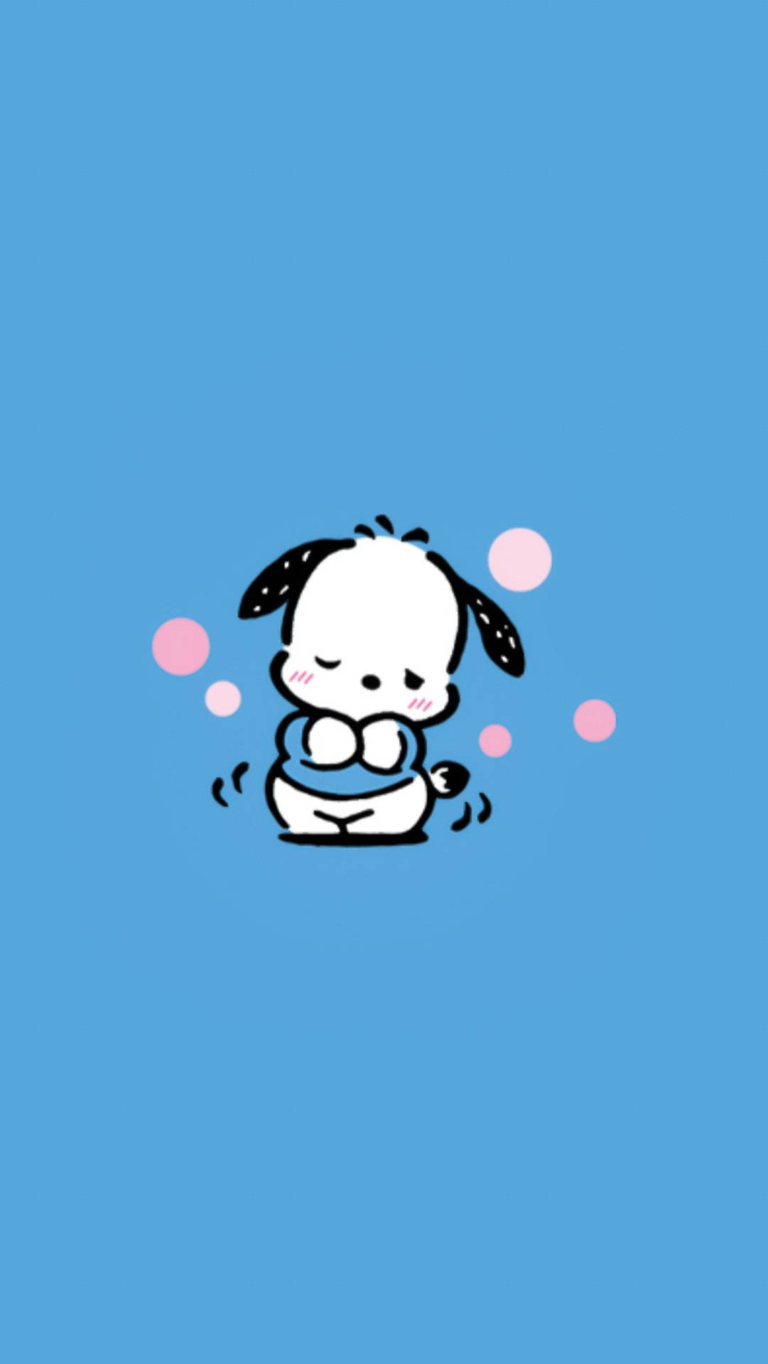 Download Pochacco Blushing In Blue Shirt Wallpaper