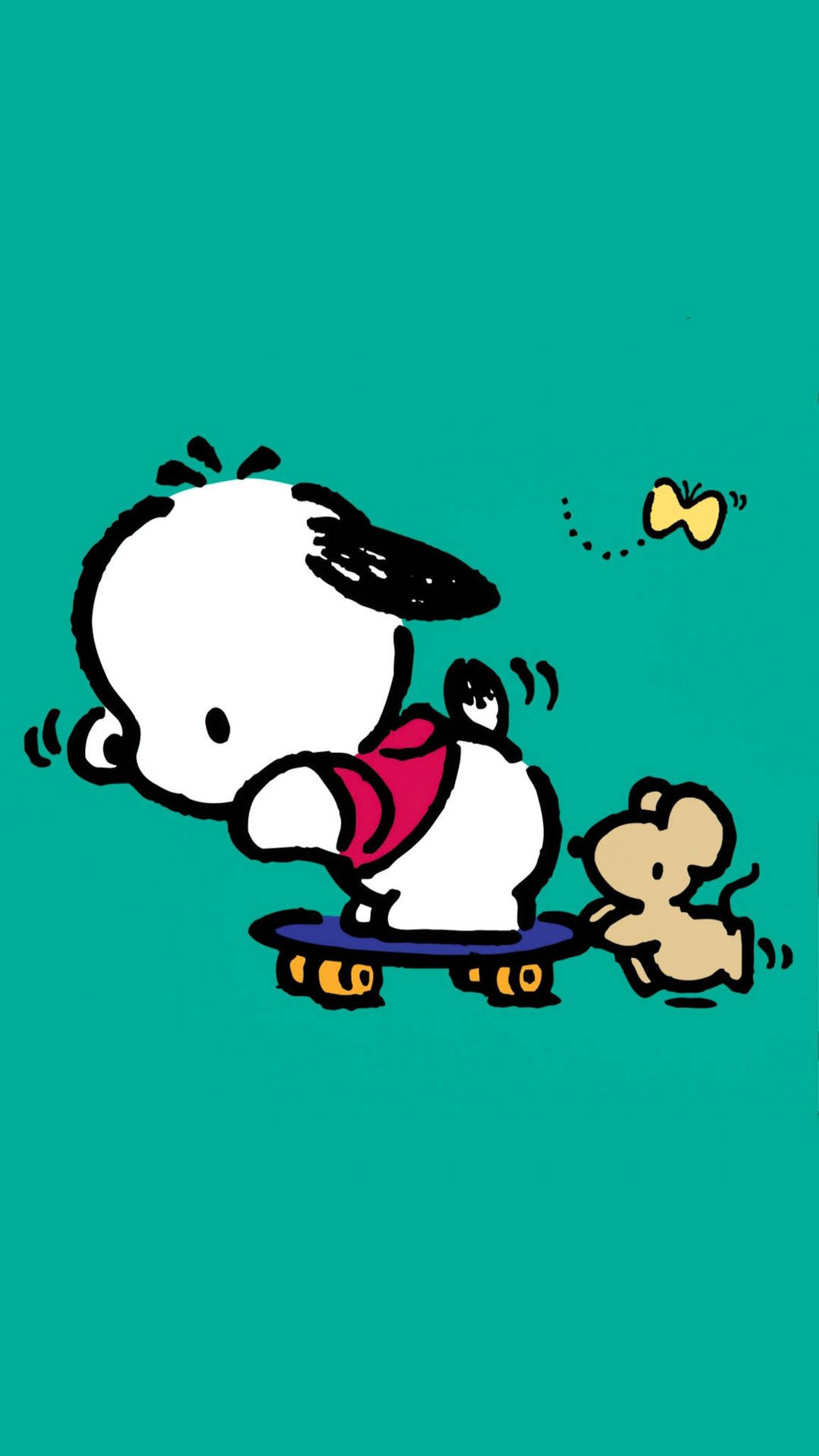 Download Pochacco On Skateboard With Choppy Wallpaper