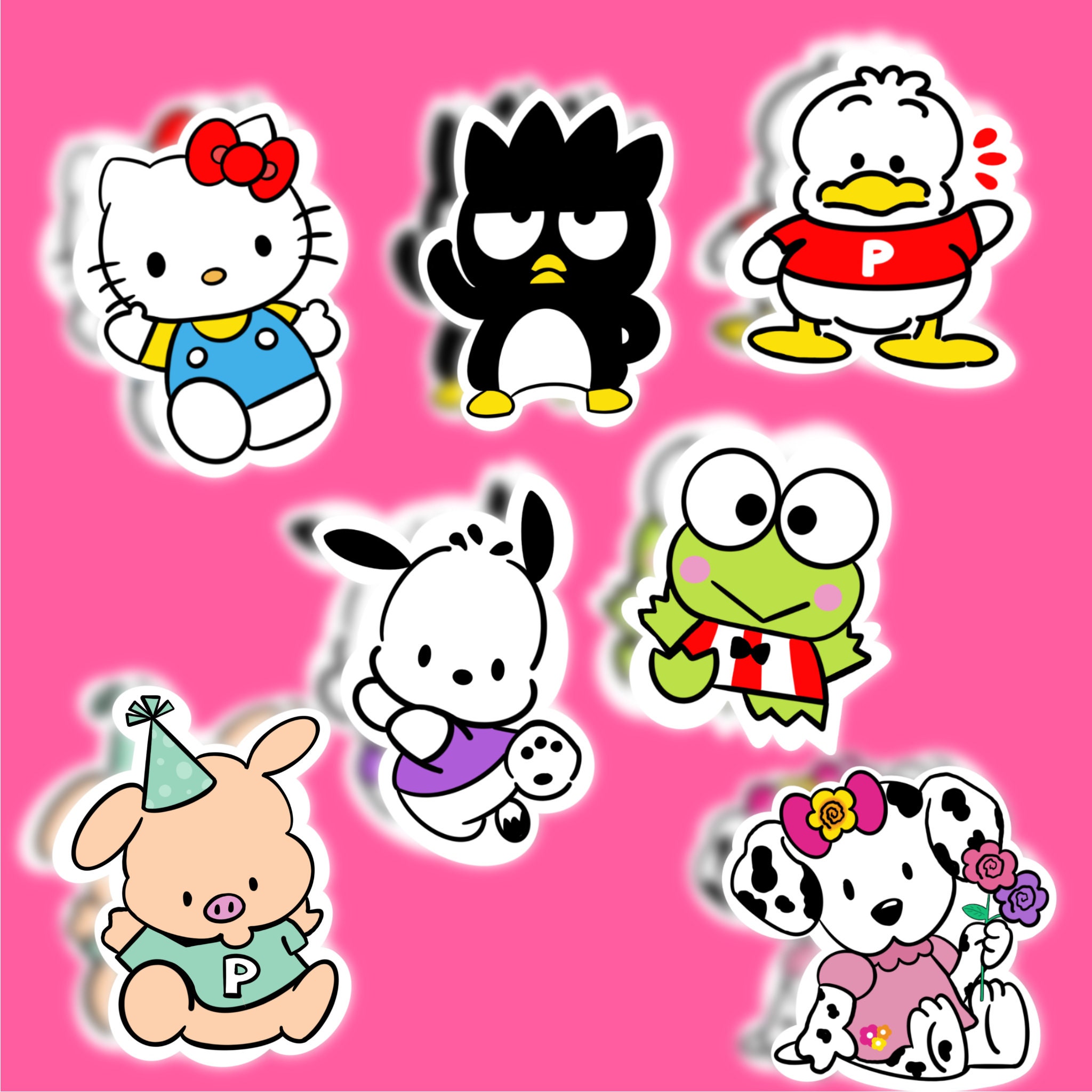 Sanrio Inspire Hello Kitty and Friends Stickers, Kerroppi, Badtz Maru Pekkle Pochacco Sanrio Stickers 90s Aesthetic 90s Stickers