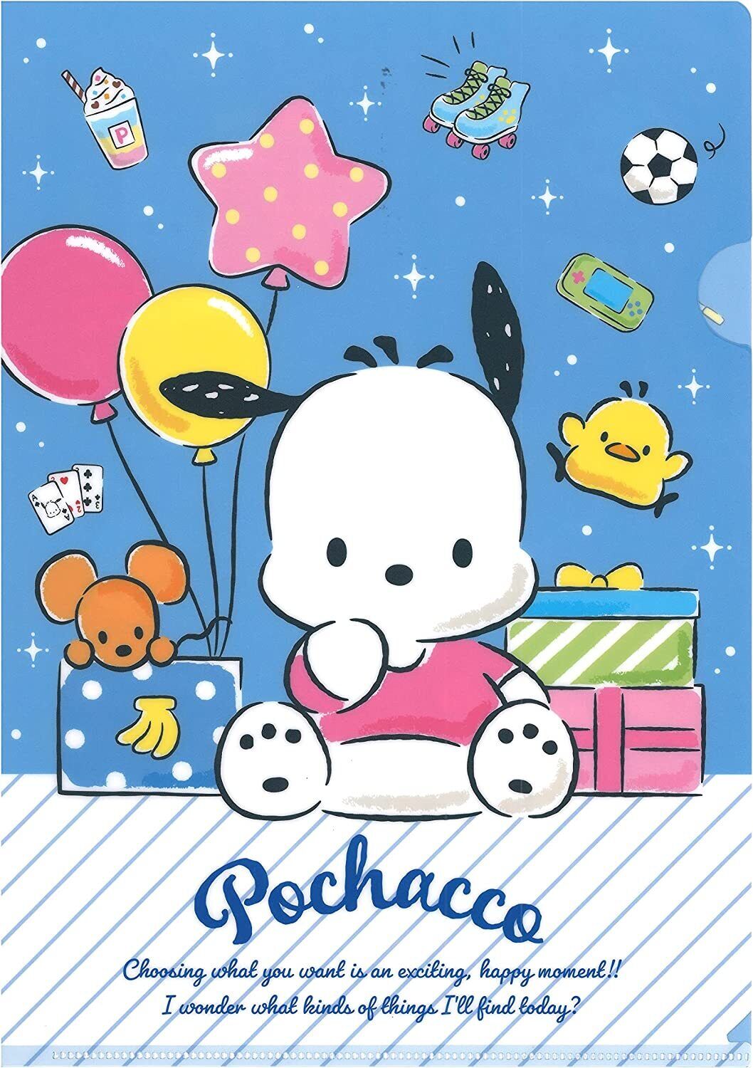 Sanrio Pochacco B Plastic Files Folders A4 Size 1 Pockets Stationery Japan