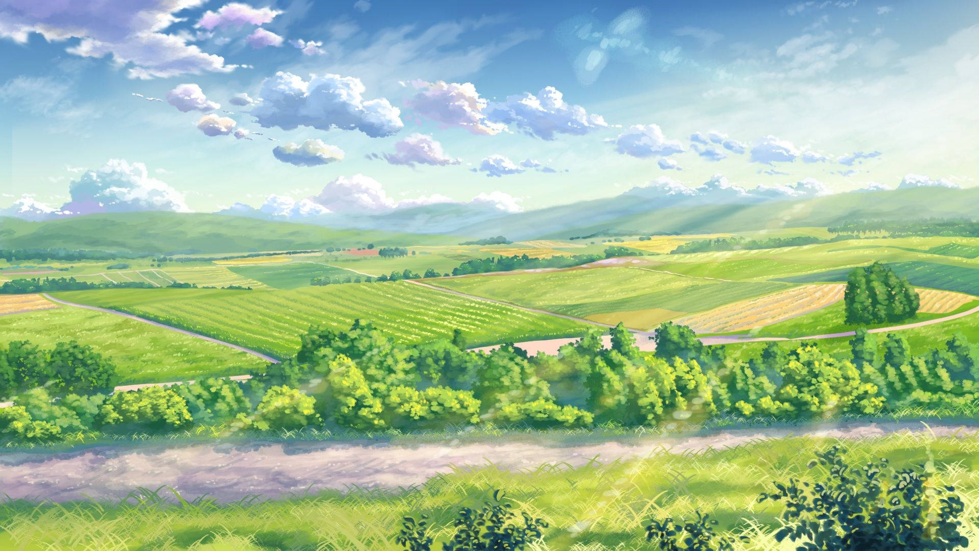 Download Japan Farm Anime Landscape Wallpaper