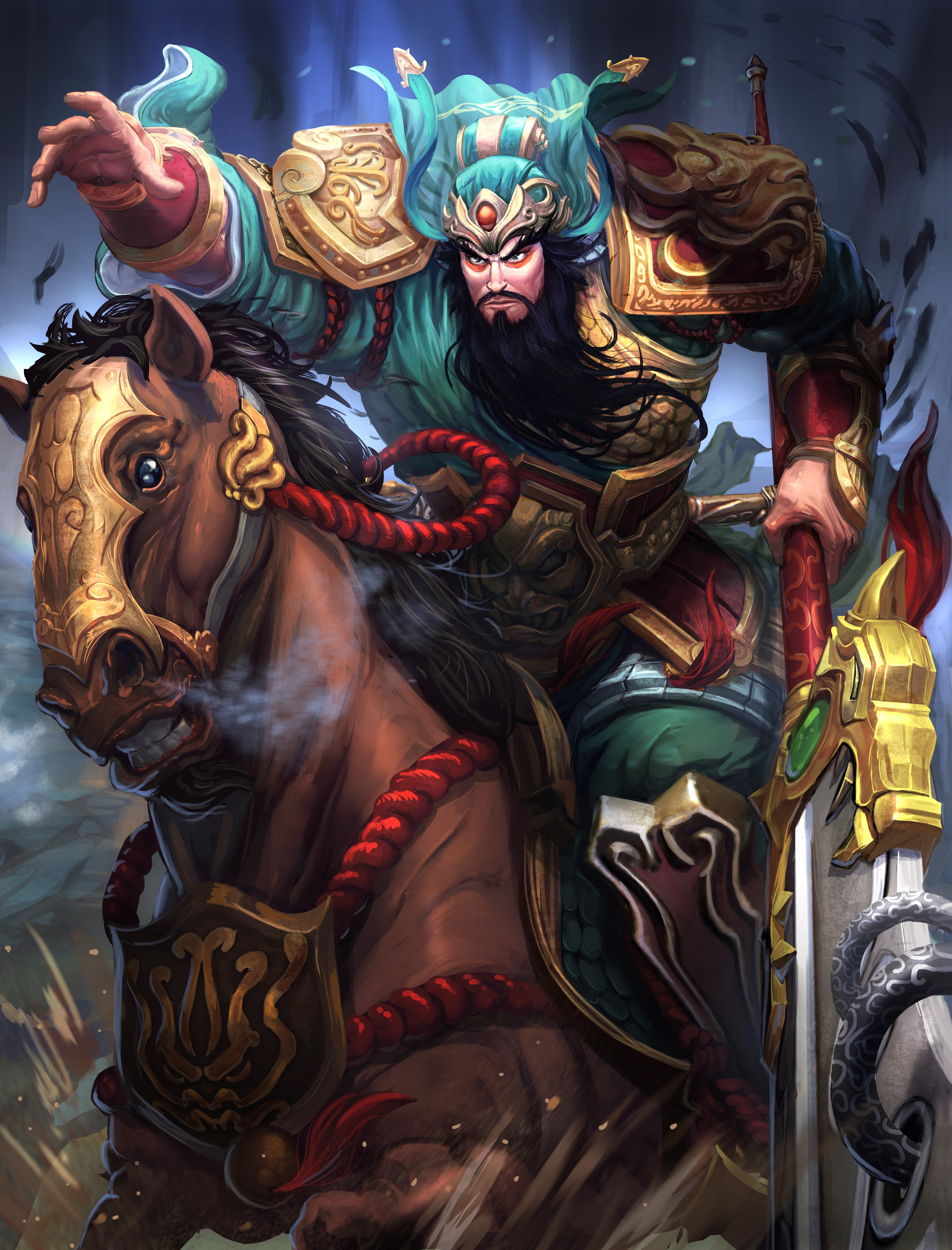 Wallpaper, 4571x6000 px, Guan Yu, horse, Smite, video games 4571x6000