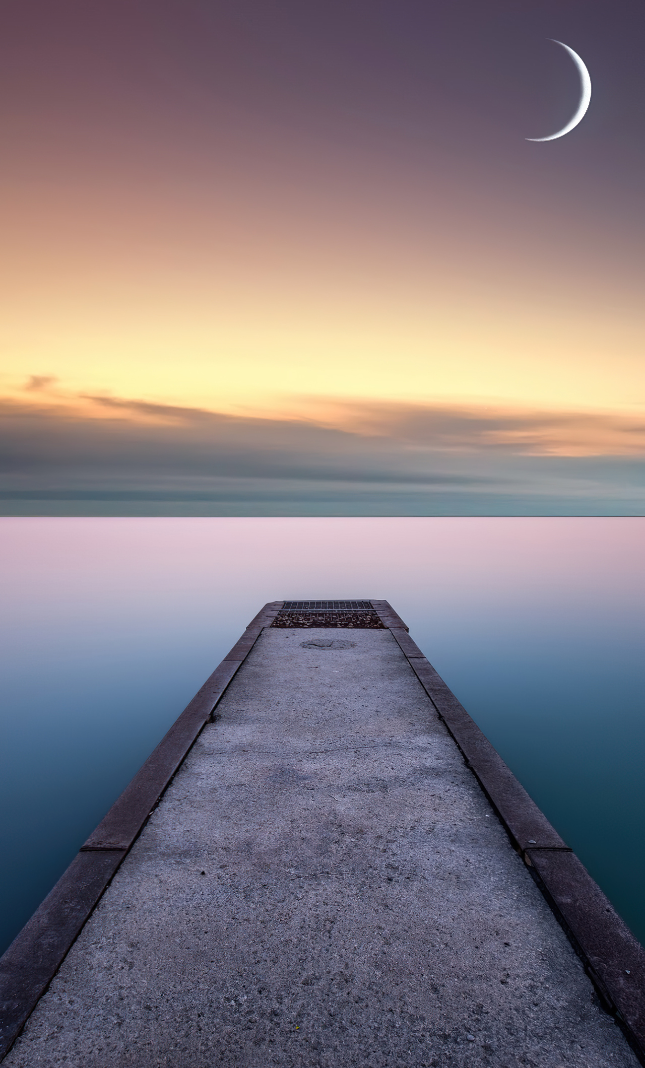 Calm Water And Pier Moon iPhone HD 4k Wallpaper, Image, Background, Photo and Picture