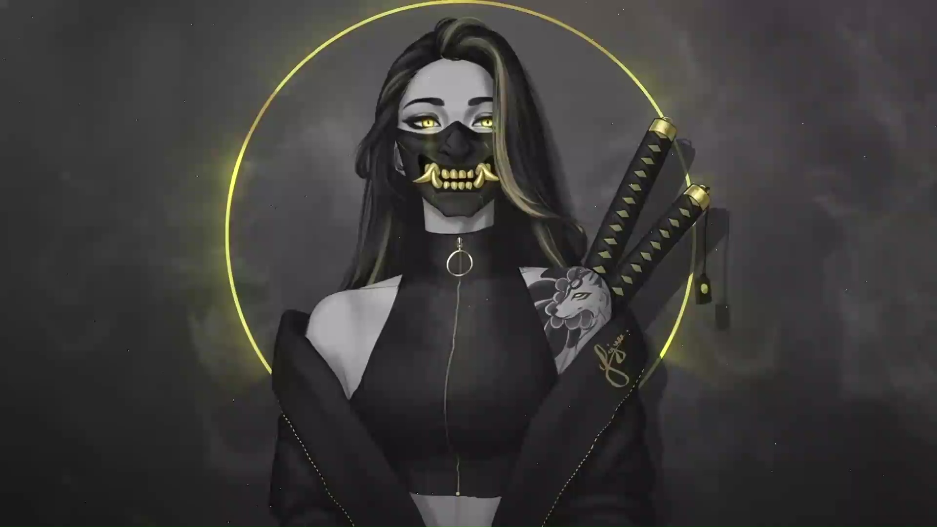 Samurai Girl Oni Mask Live Wallpaper