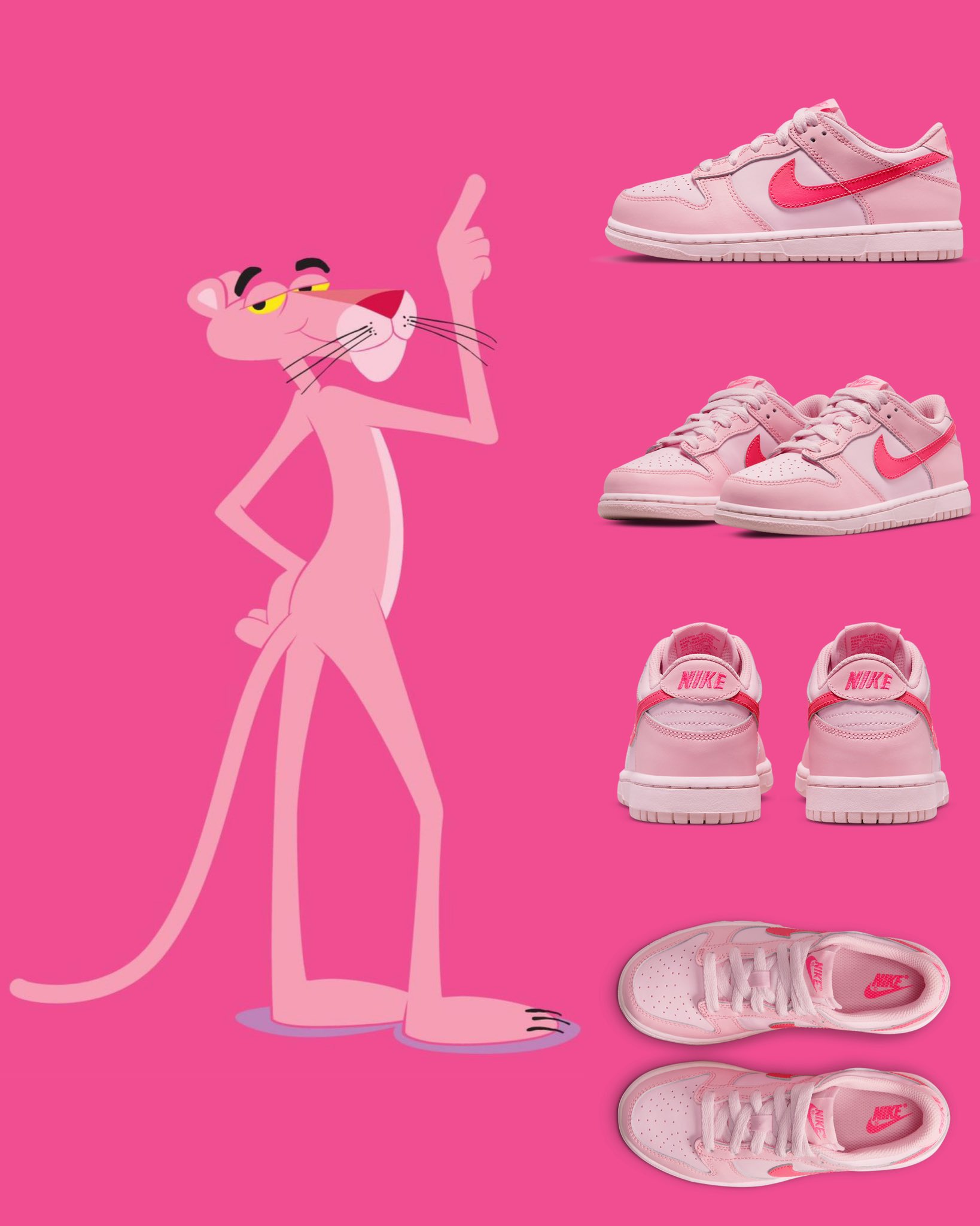 zSneakerHeadz #Pink Nike Dunk Low official image! Pink Panther vibes