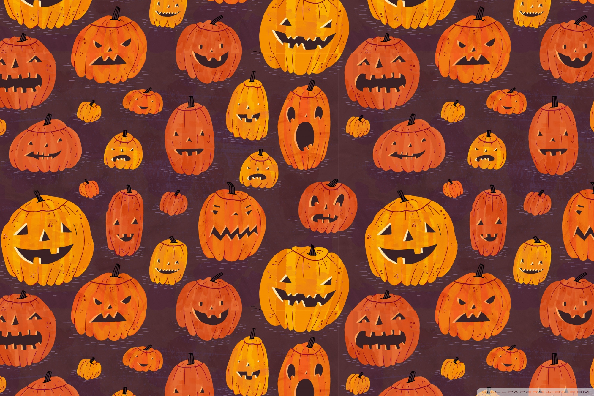 Halloween Pumpkins Pattern Ultra HD Desktop Background Wallpaper for 4K UHD TV, Tablet