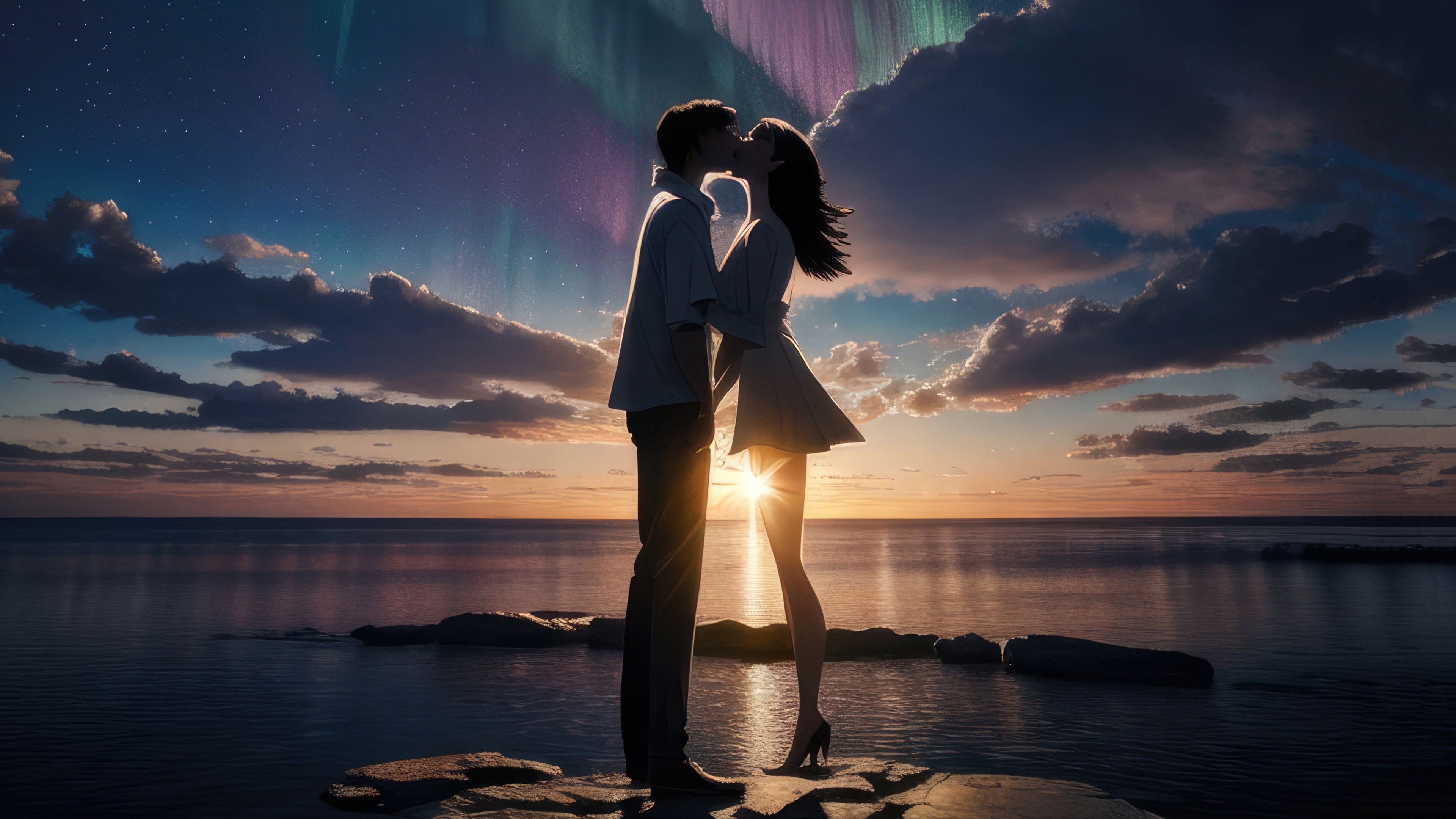wallpaper 3840x2160 couple's kiss