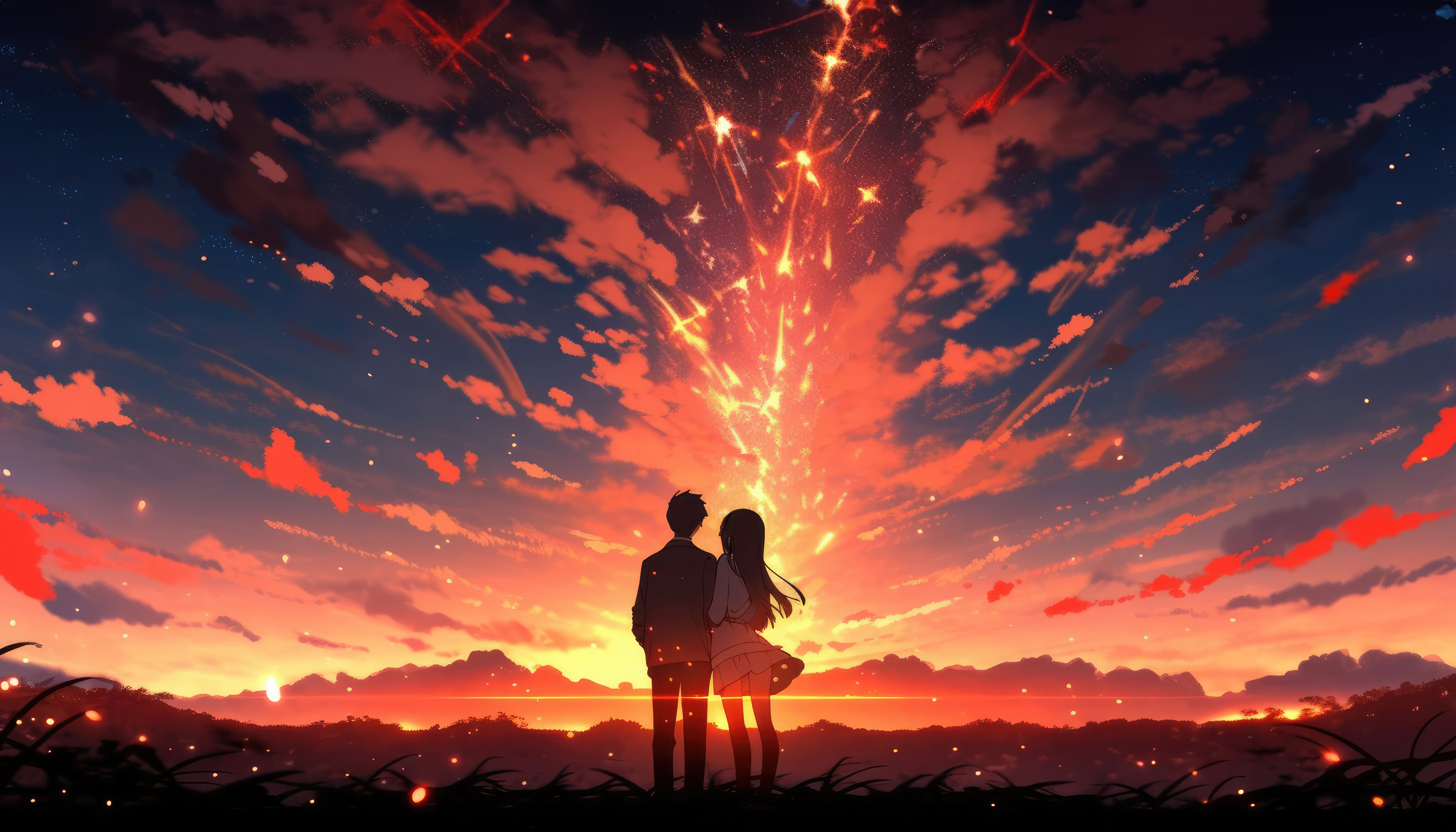 Anime Couple Romantic Duet Wallpaper, HD