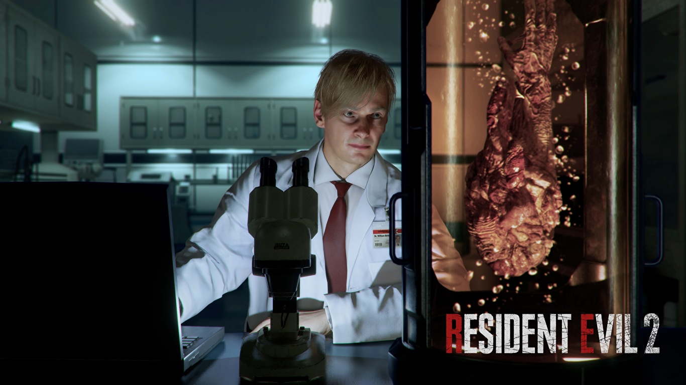 Picture Resident Evil 2 2019 Men William Birkin vdeo game 1366x768