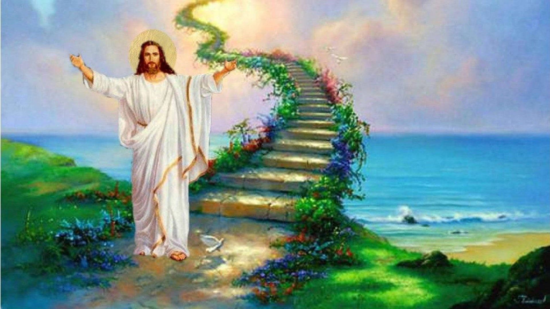 Download Stairs To Heaven Jesus Desktop Wallpaper