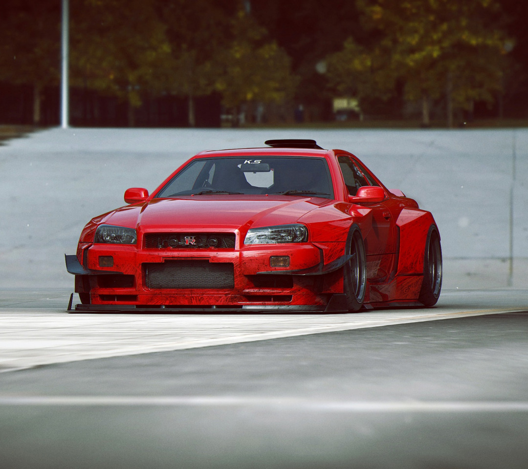 Download Wallpaper Design, Car, Scifi, V12 R34 GTR, Red Dirty, Section Rendering In Resolution 1080x960