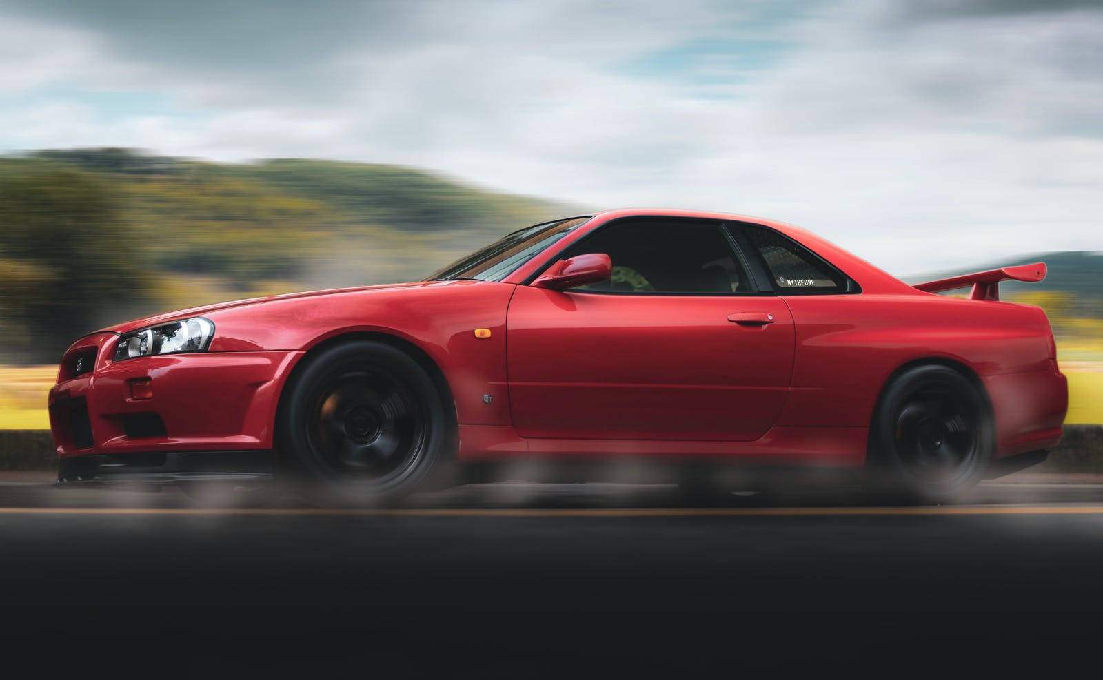Download Red Skyline Car Speeding Wallpaper