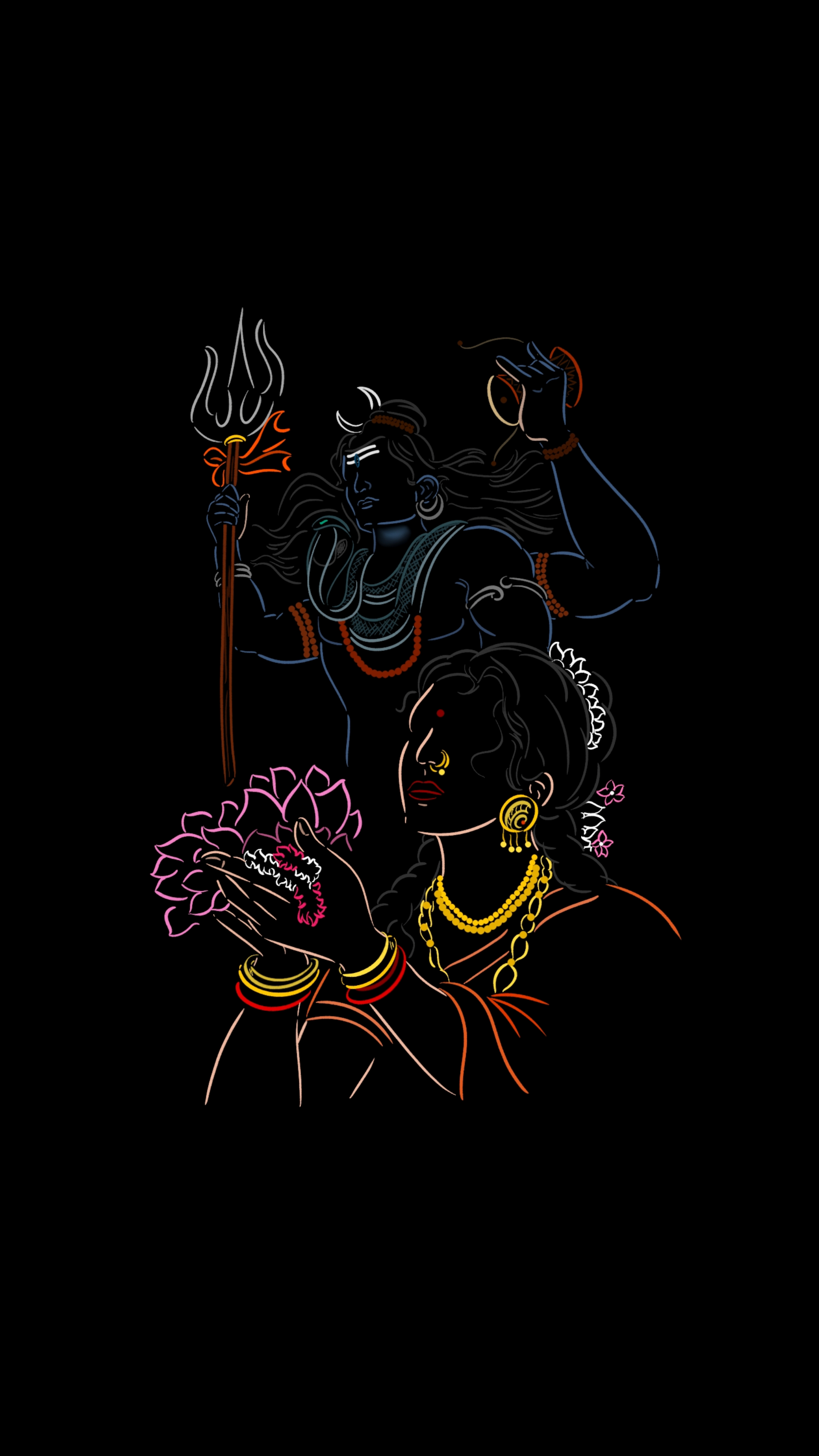 OC Bhagwan Shiv and Parvati (minimal wallpaper)