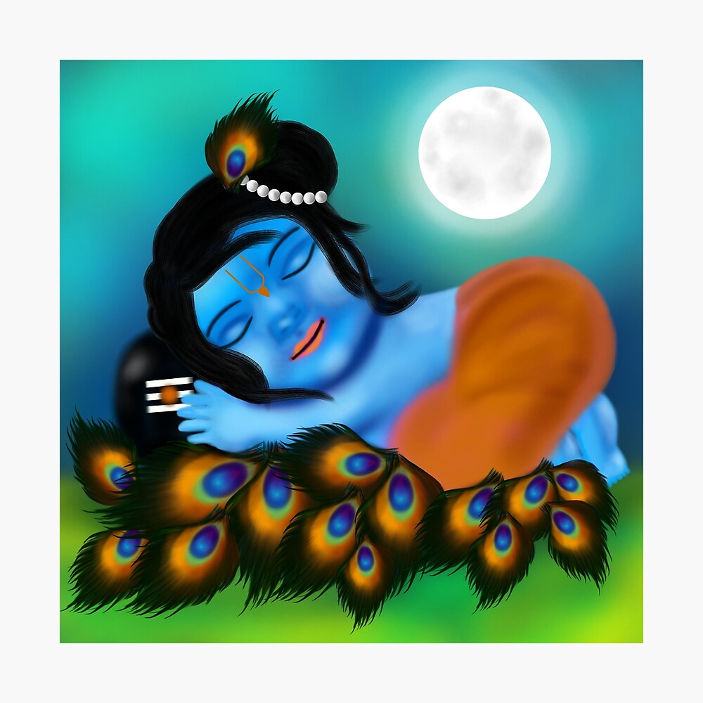 Baby krishna blue hugging shiv ling / Lord shiva Poster