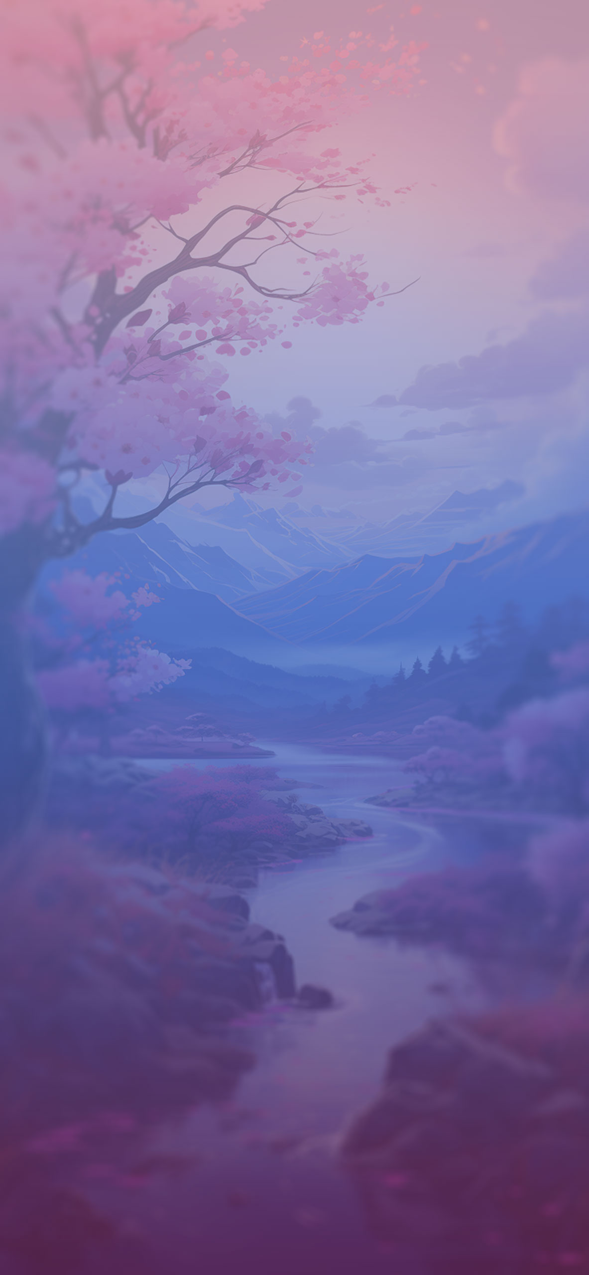 Landscape Mountains & River Anime Wallpaper for iPhone HD
