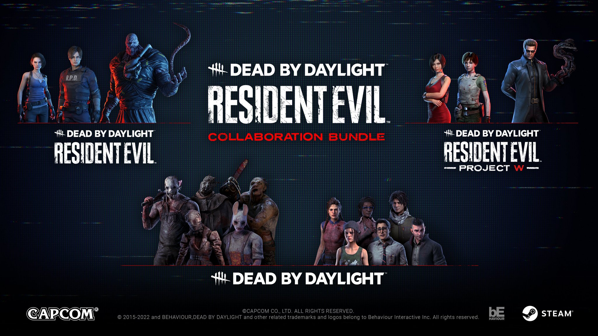 Dead by Daylight Dead by Daylight: Resident Evil: Collaboration Bundle features an iconic cast of characters. Kill as The Nemesis and Albert Wesker. Survive as Ada Wong, Rebecca Chambers