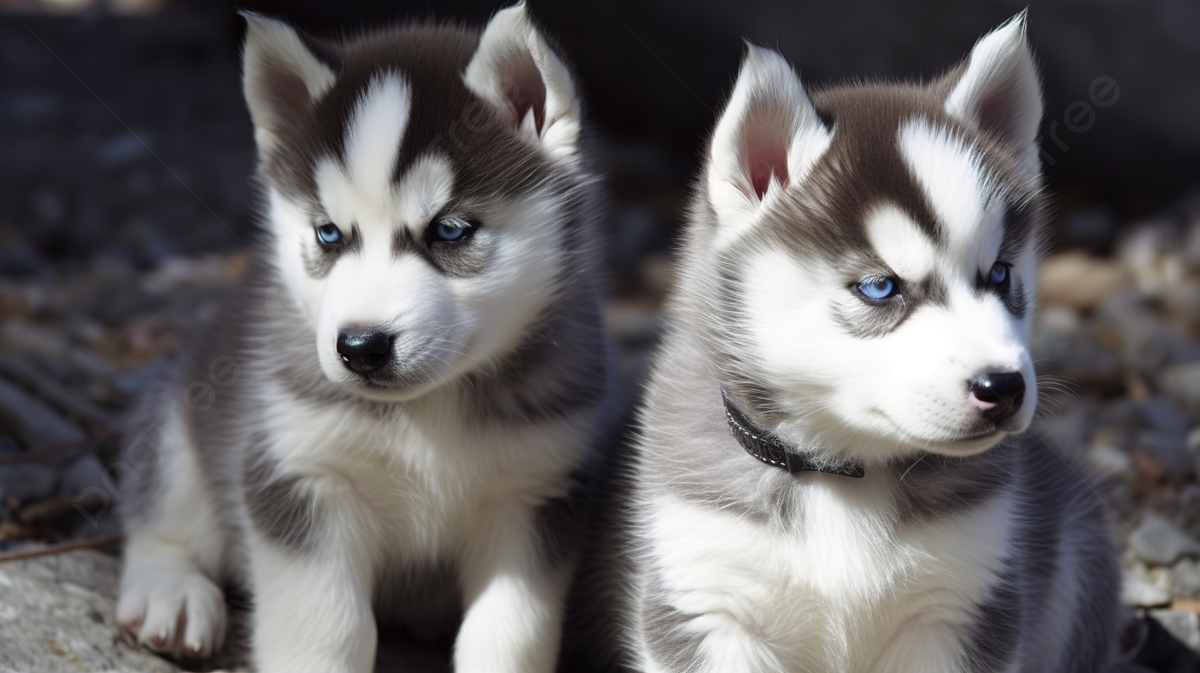 Two Husky Puppies Have Blue Eyes Background, Picture Of Baby Huskies Background Image And Wallpaper for Free Download