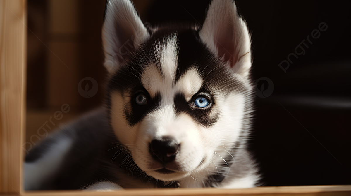 Husky Puppy With Blue Eyes Looking Out Of The Cabinet Background, Cute Puppy Husky Picture Background Image And Wallpaper for Free Download