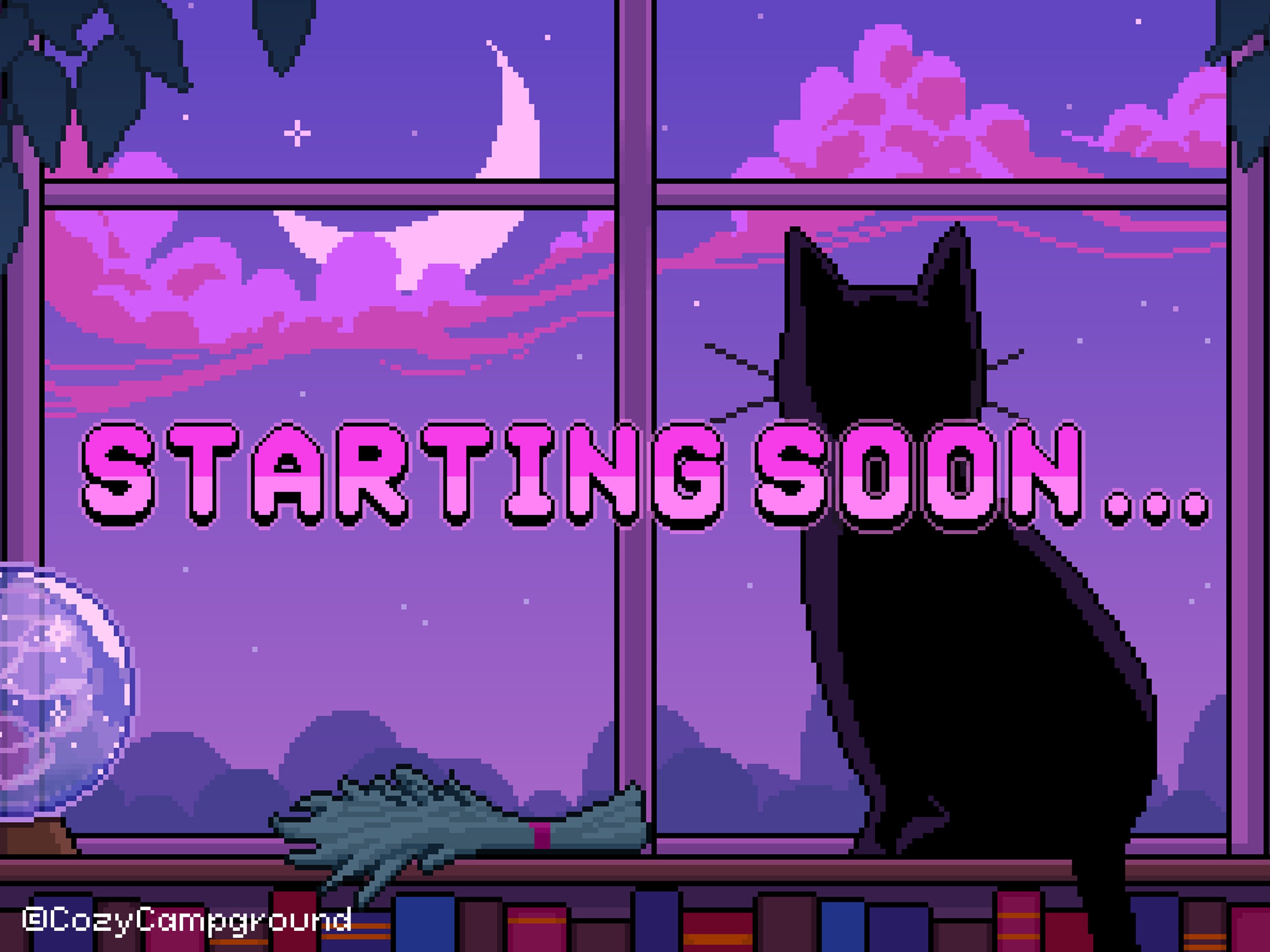 Cozy Witch Animated Twitch Stream Screens 8bit Pixel Art