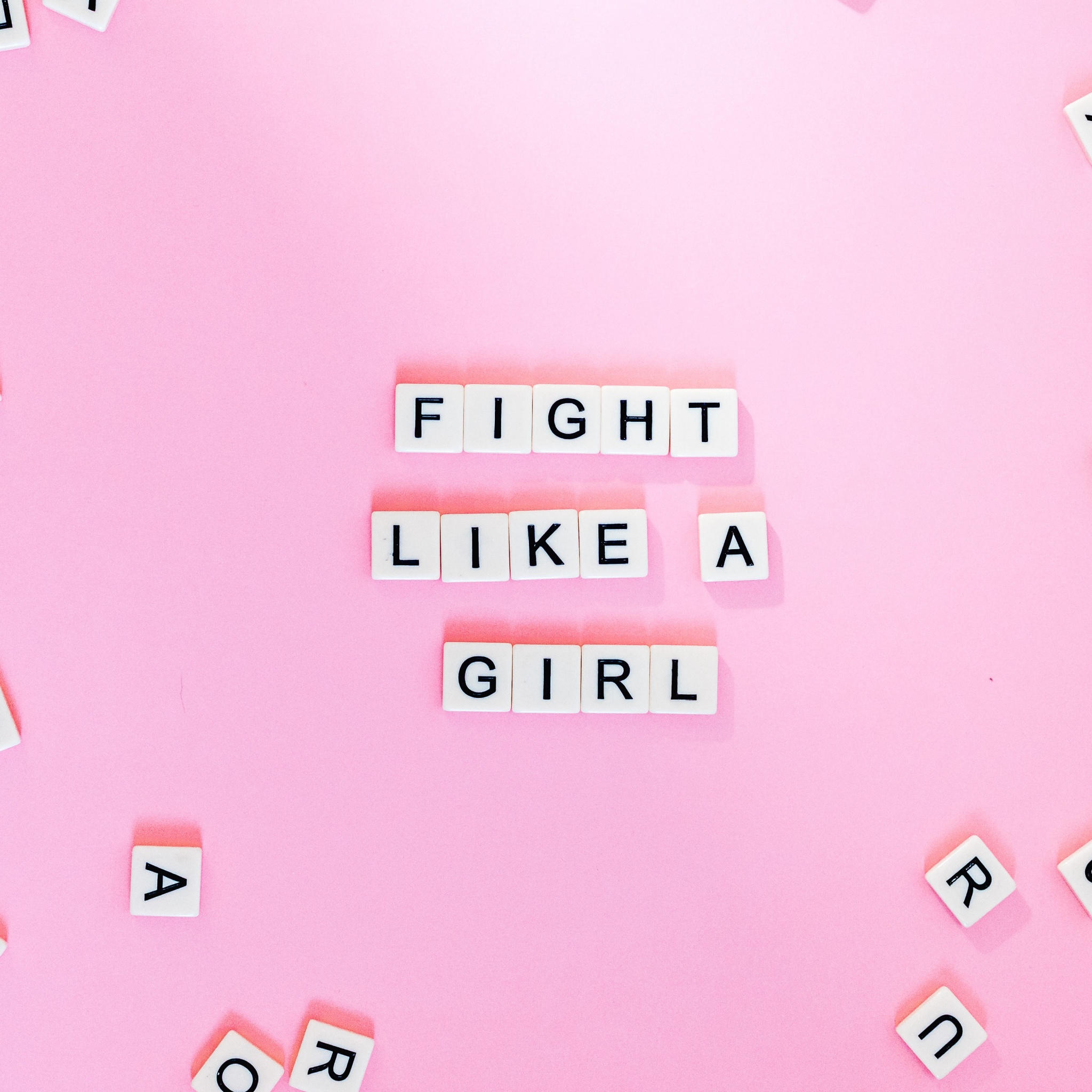Fight Like A Girl Wallpaper 4K, Pink background, Letters