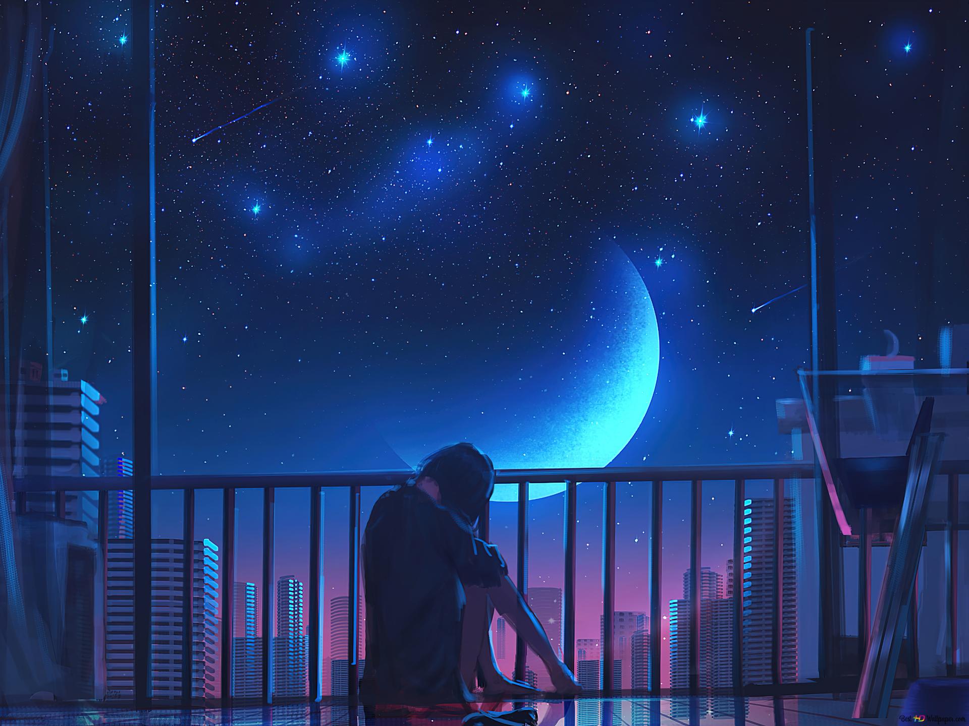 Lonely Girl Alone In Moon Night Wallpaper 1920x1440 25 Hosted At ImgBB