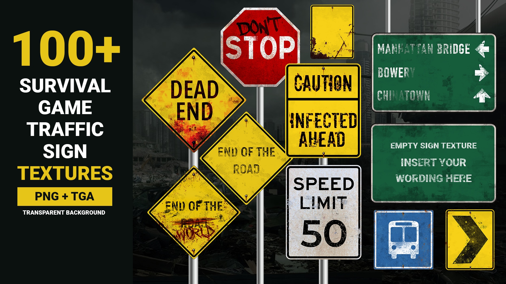 SURVIVAL GAME TRAFFIC SIGNS (TEXTURE PACK) in 2D Assets