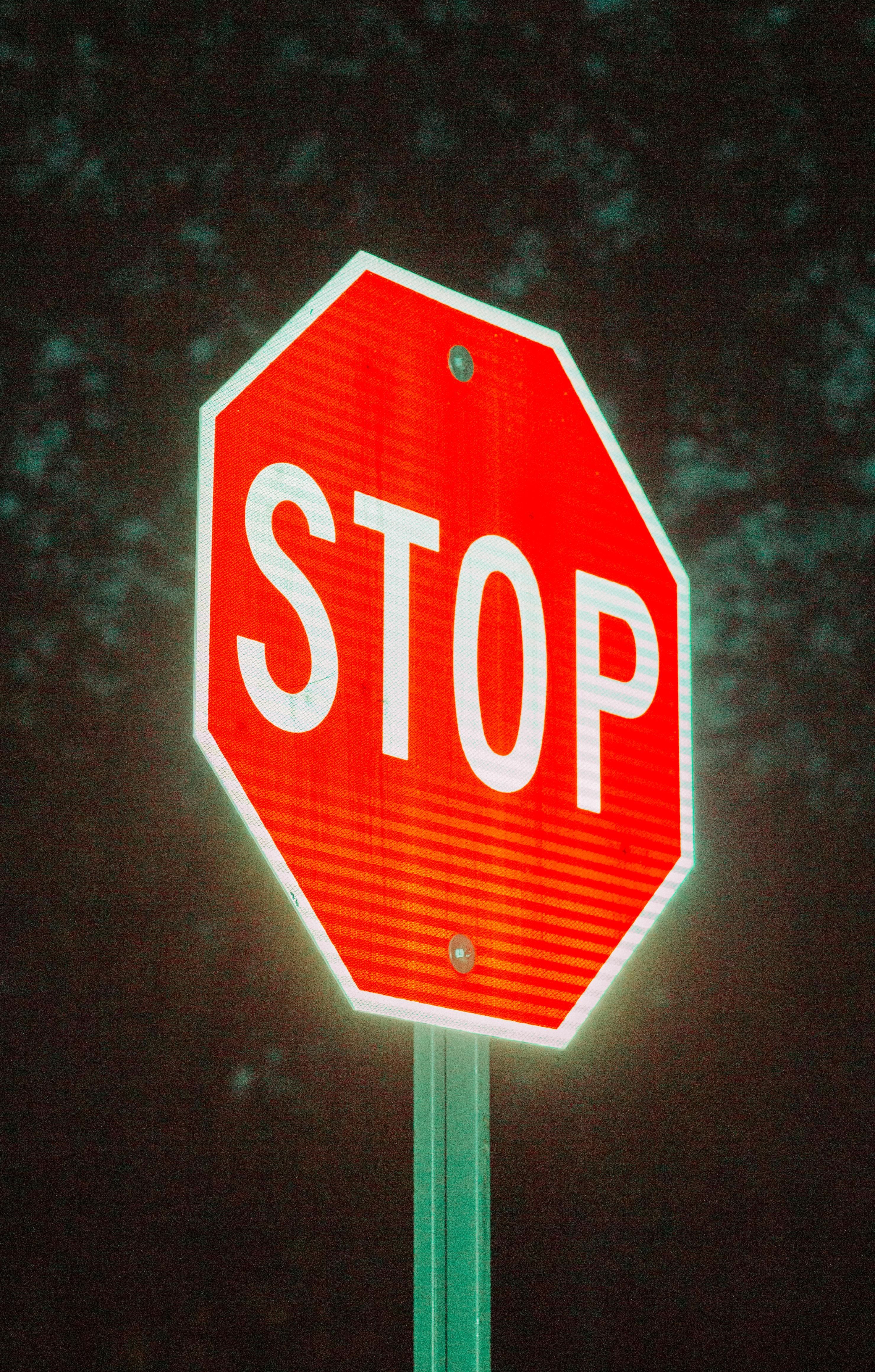 ITAP of A Stop Sign At Dusk. Stop signs painted, Dark red background, Dark purple aesthetic