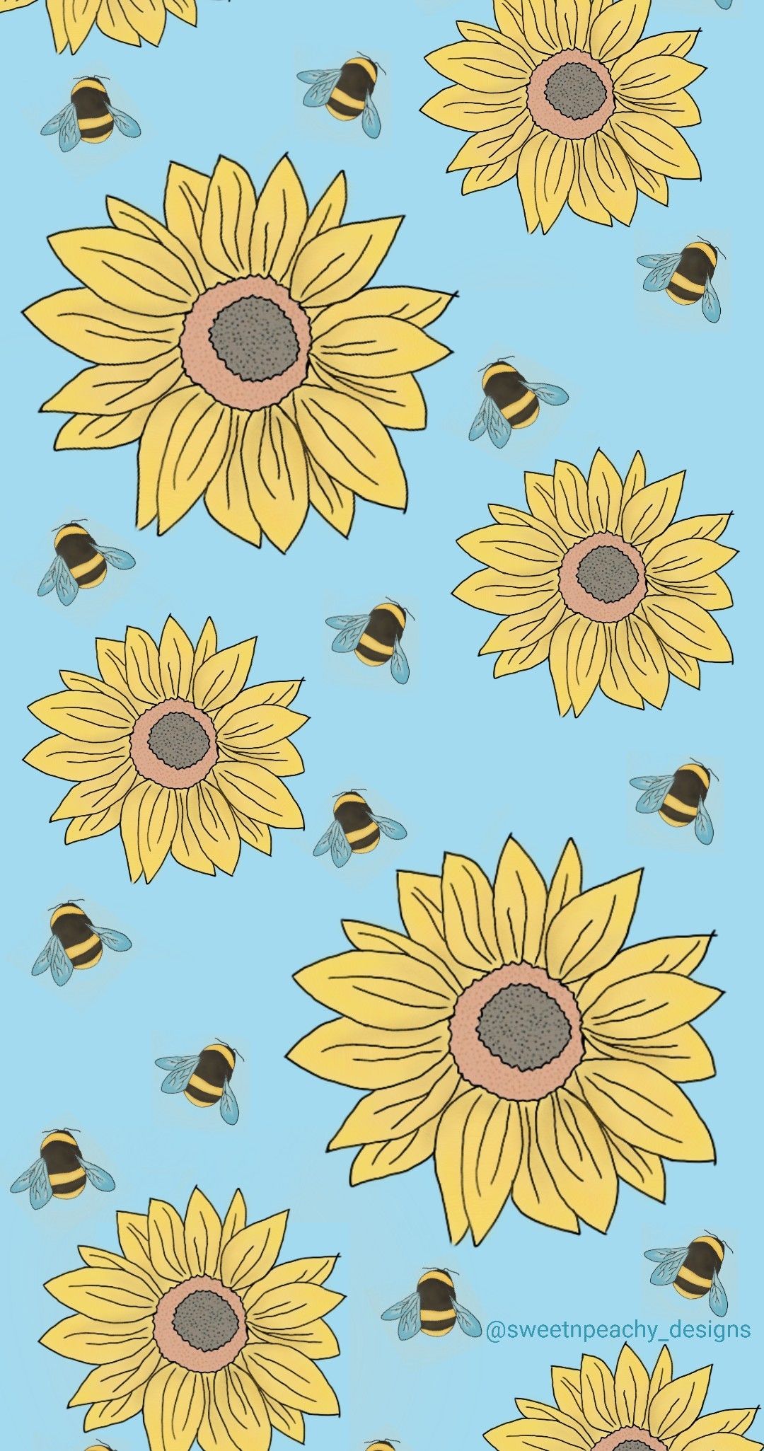 Sunflower and bee phone wallpaper. Sunflower wallpaper, Hello wallpaper, Flower iphone wallpaper