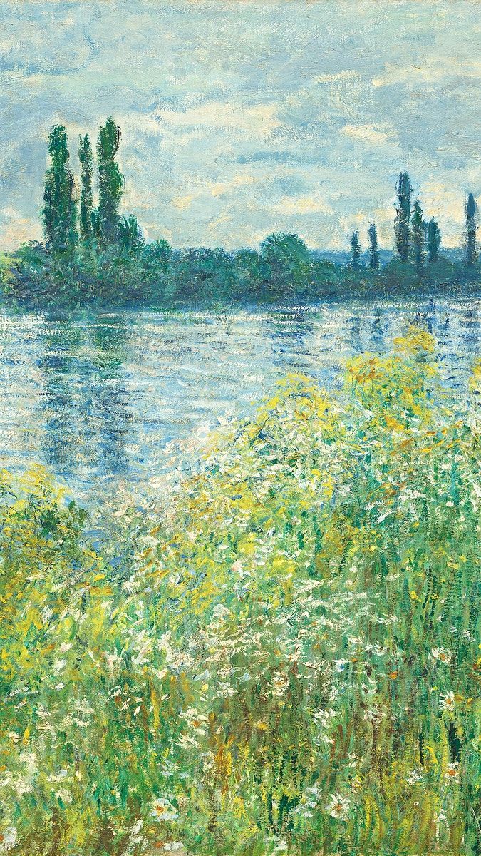 Monet iPhone wallpaper, phone background, Banks of the Seine famous painting. premium image /. Monet wallpaper, Monet paintings, Claude monet art