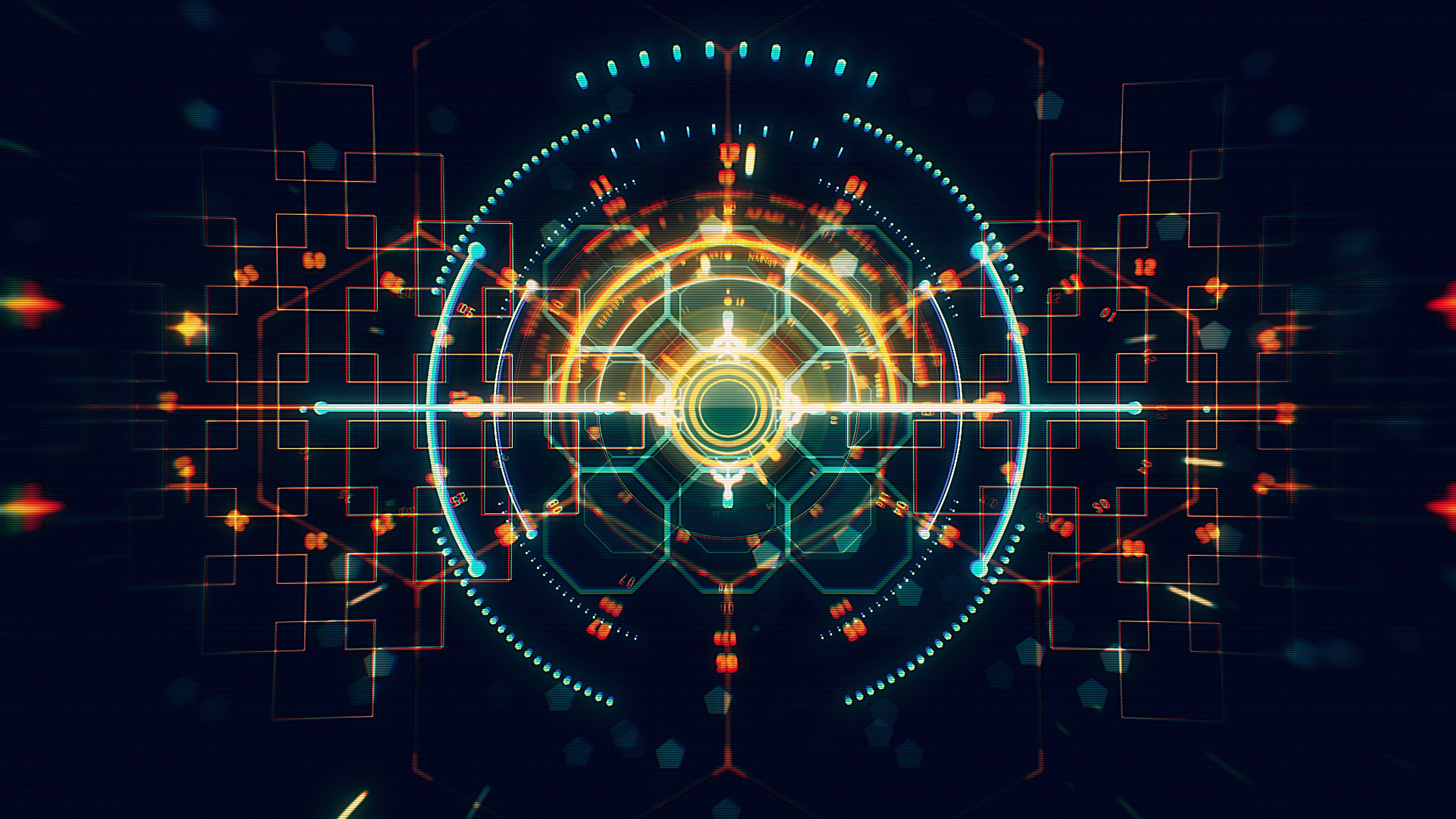 Download wallpaper 3840x2160 hologram, pattern, glow, geometric, abstraction HD background