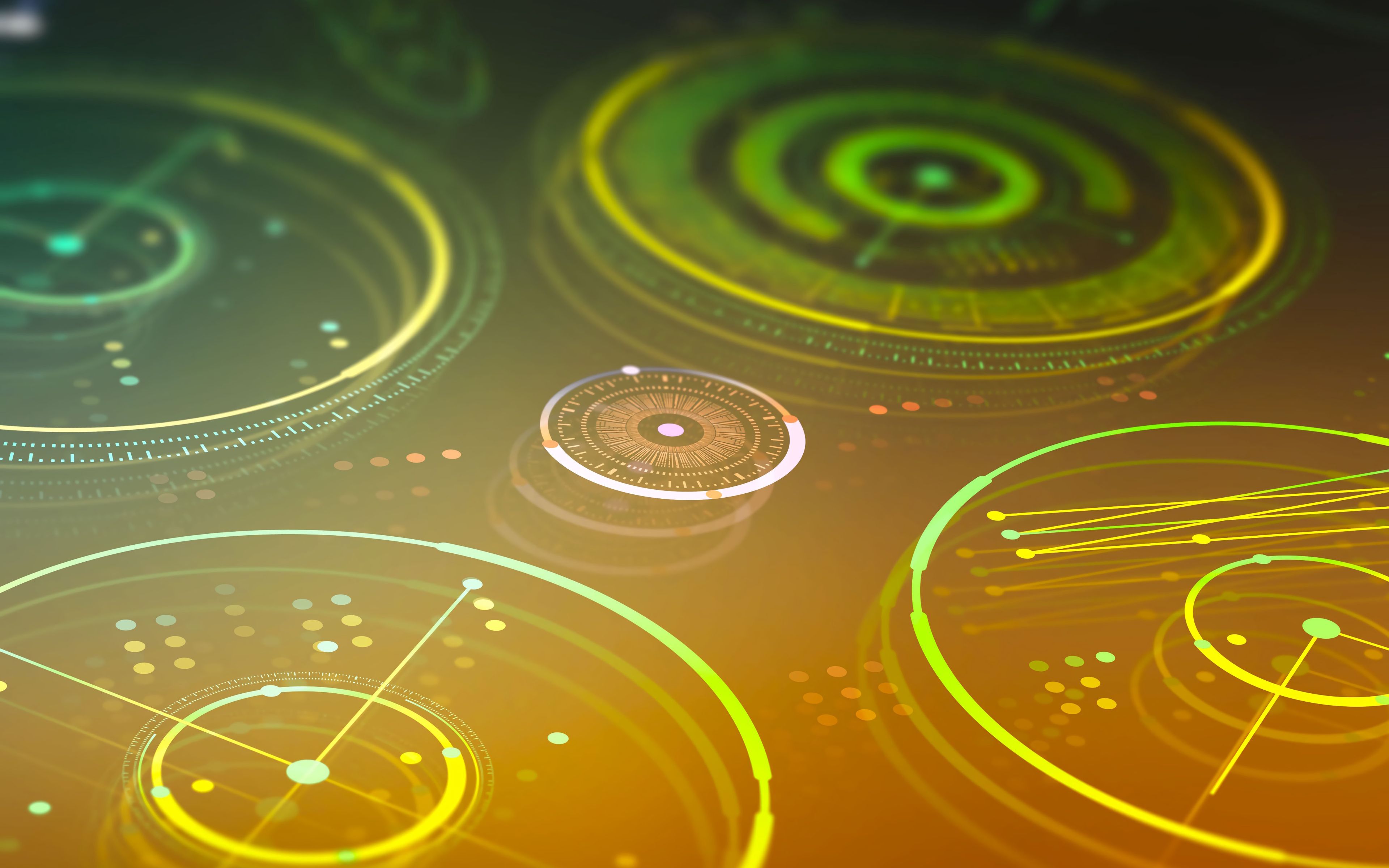 Download wallpaper 3840x2400 hologram, circles, neon, digital 4k ultra HD 16:10 HD background