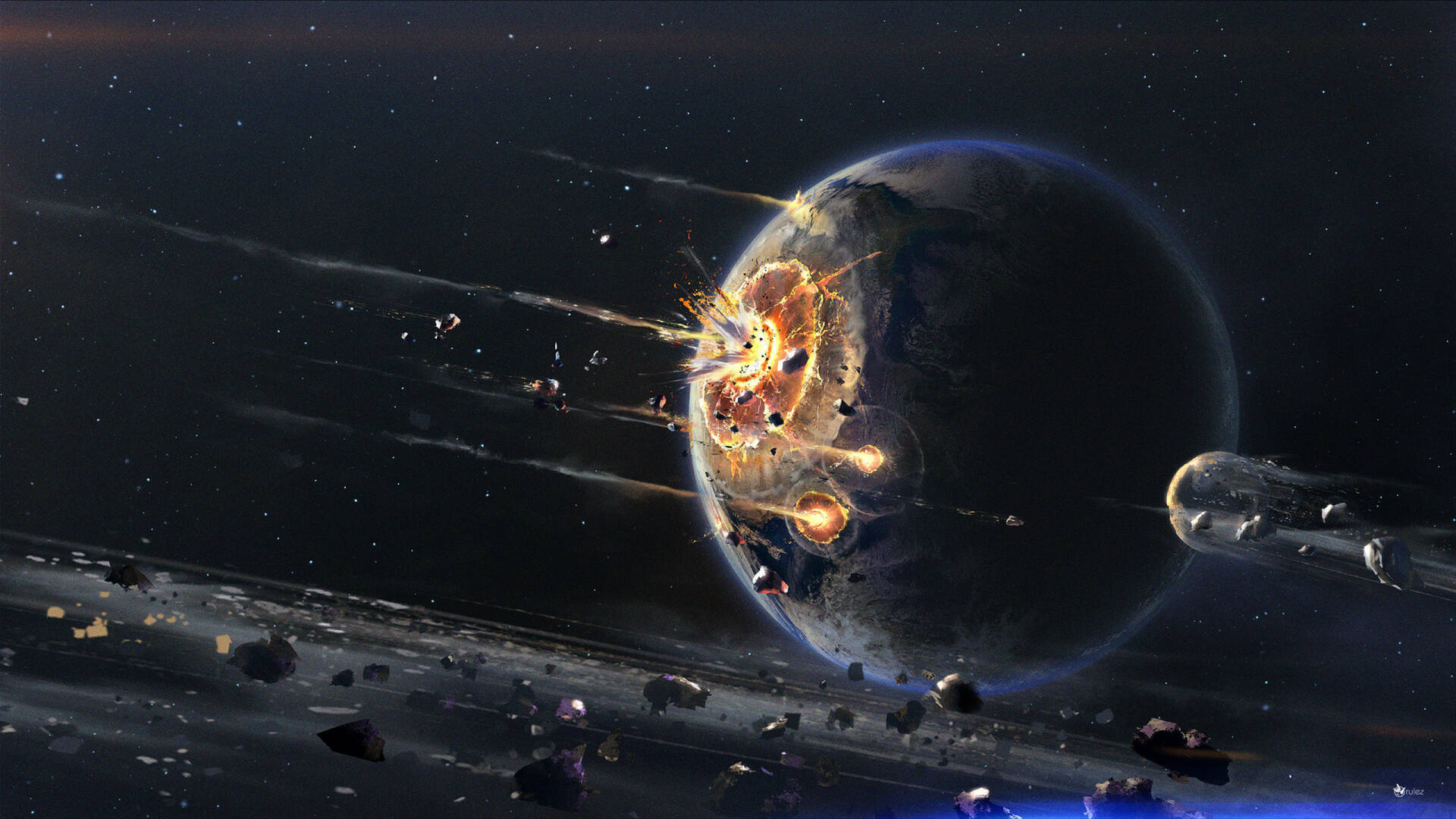 Download Space Planet Destruction 2560x1440 Wallpaper