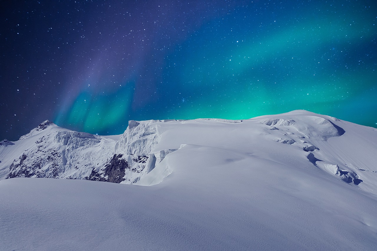Aurora Borealis Mountain Snow